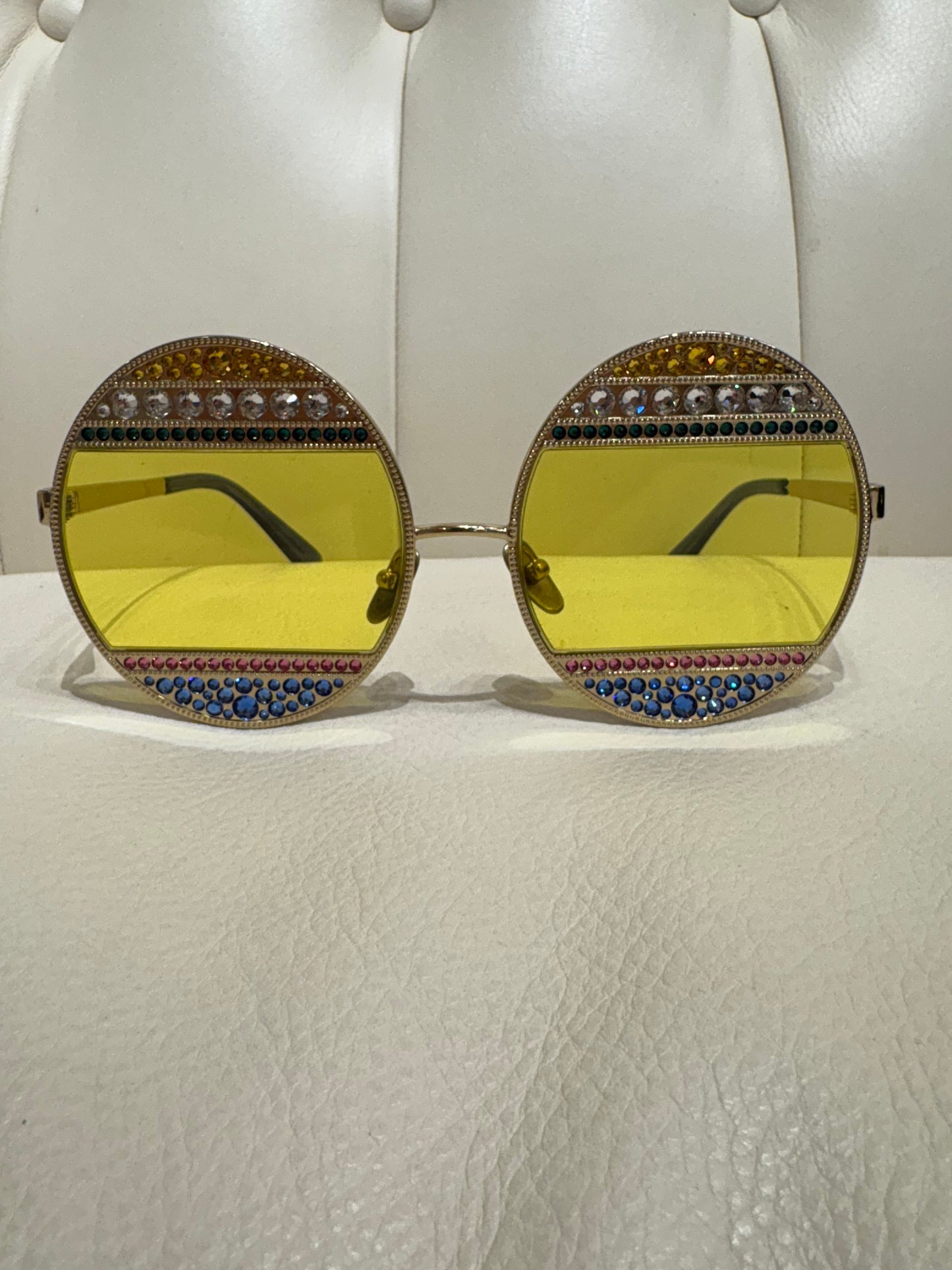 Dolce Gabbana occhiali over size lenti gialle e cristalli multicolor ( Lim. Edition)