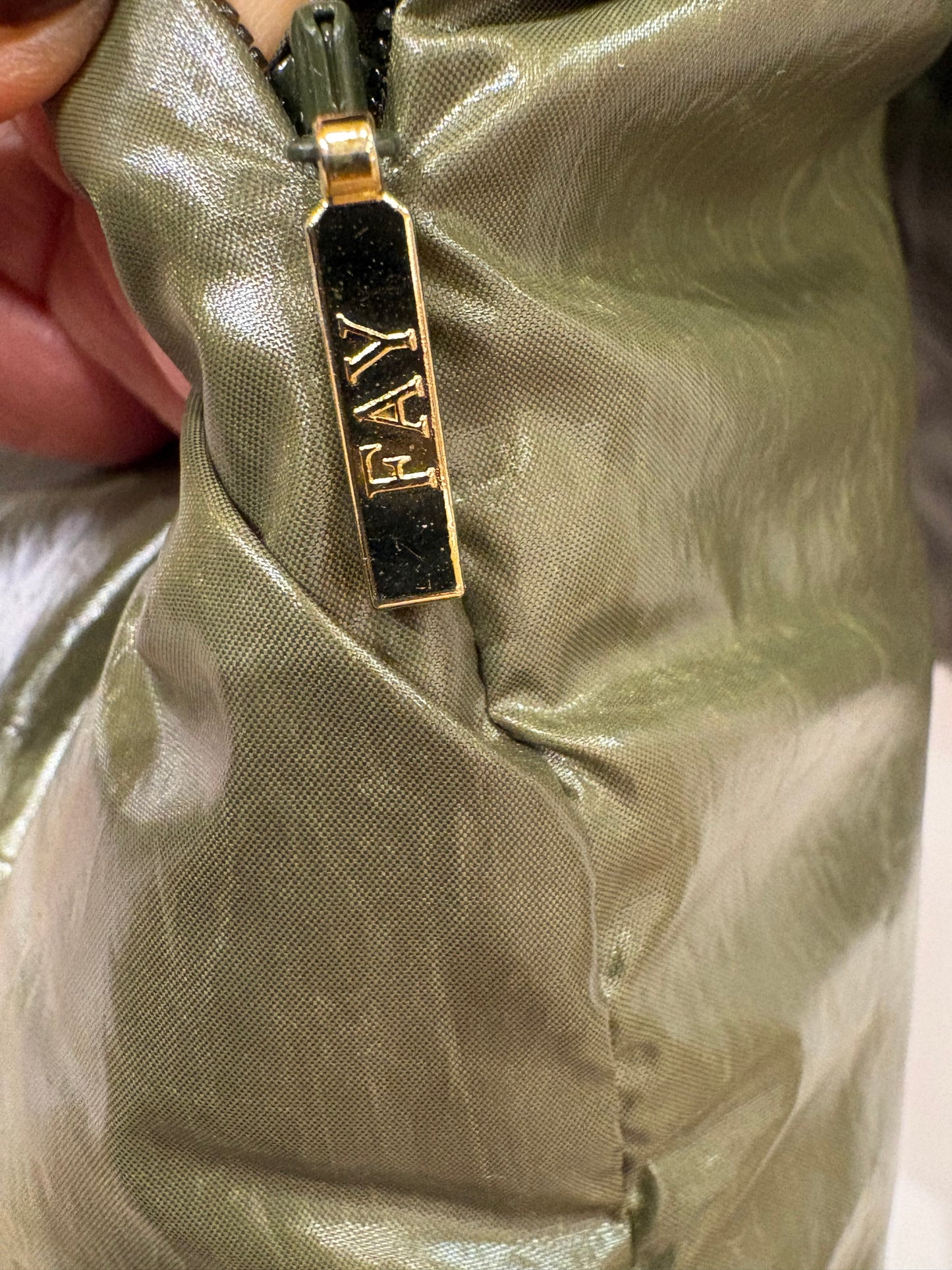 Fay piumino verde salvia ganci oro chiaro M