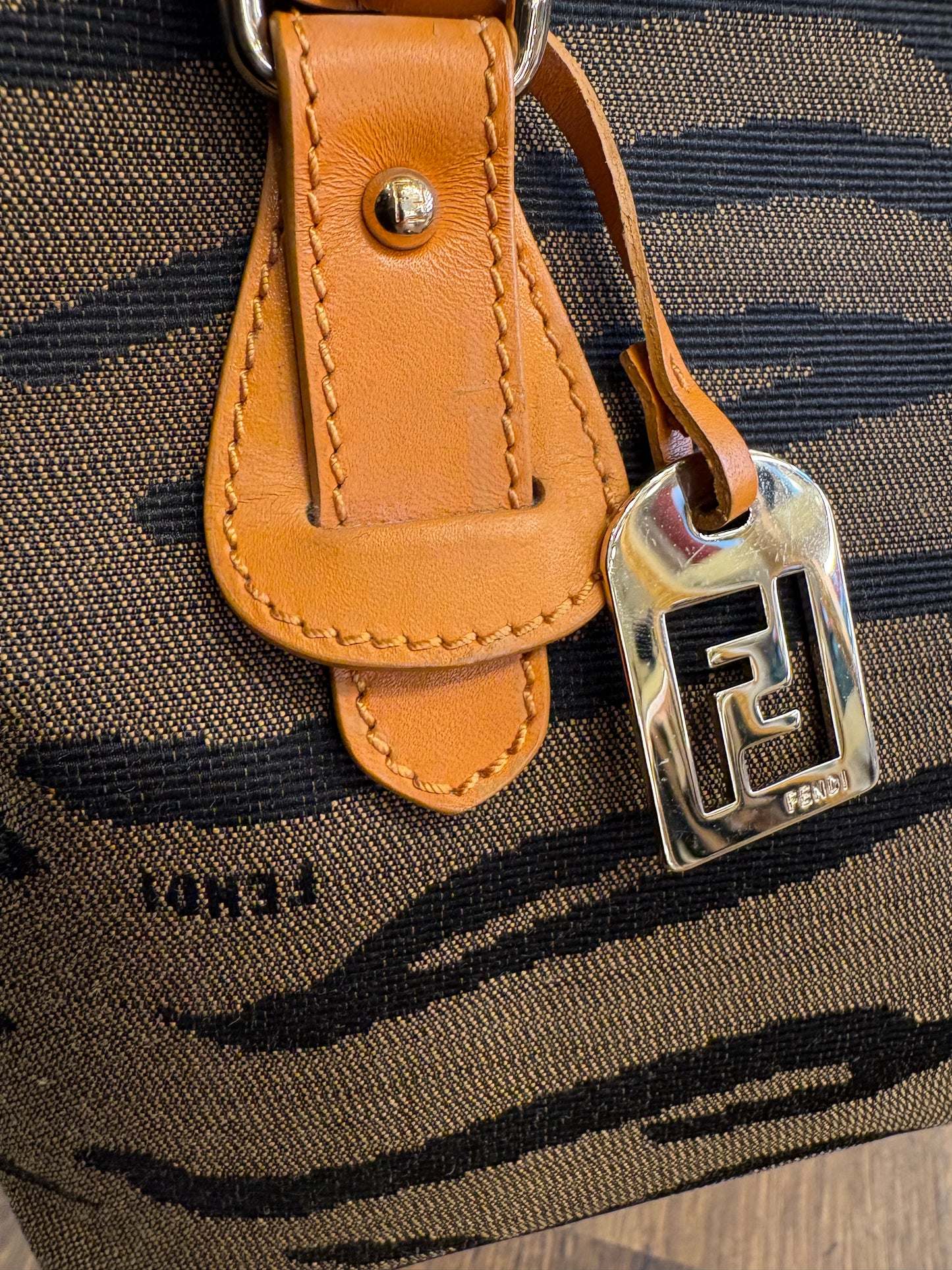 Fendi piccola borsa a mano tela e pelle