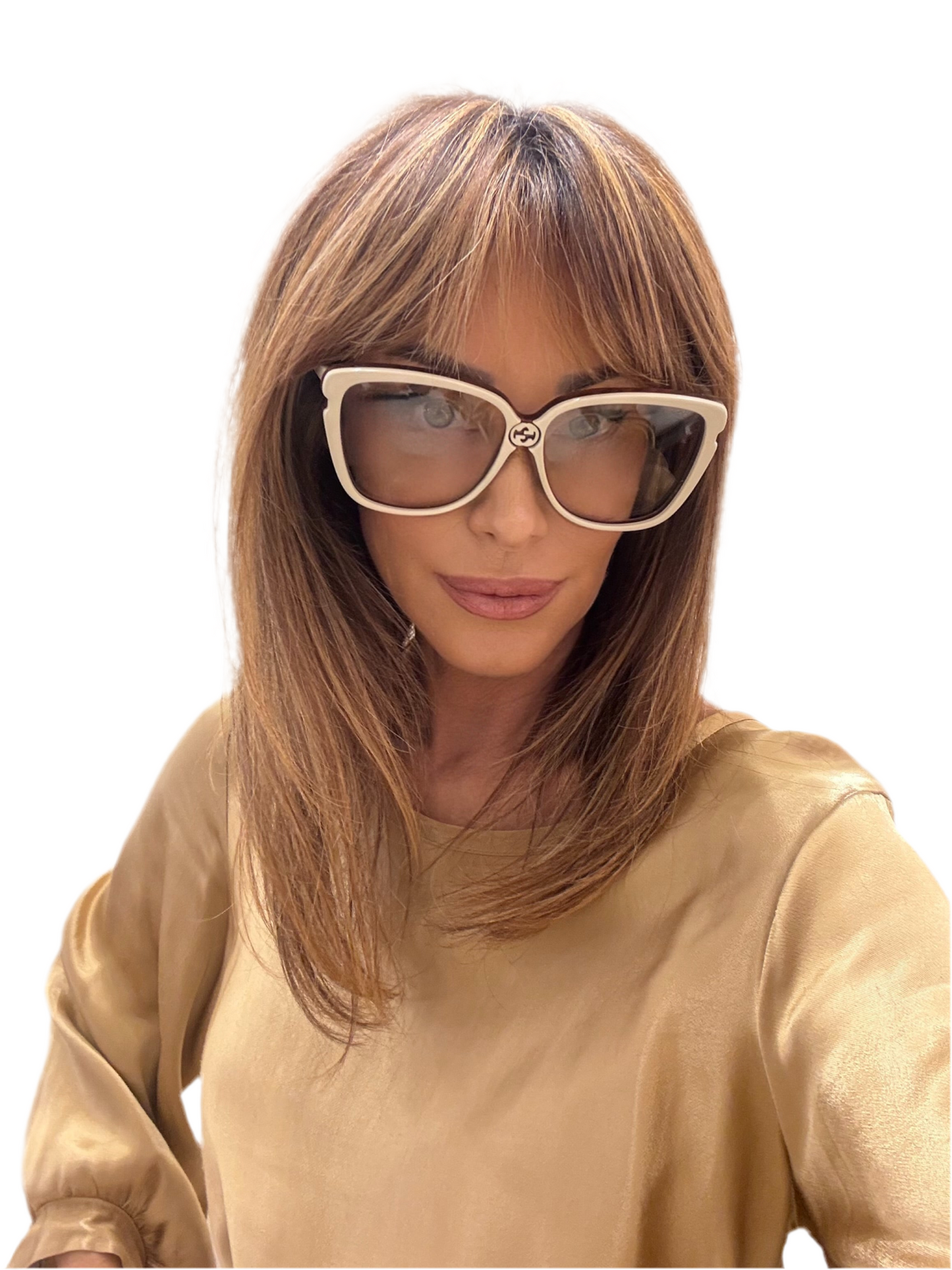 Gucci occhiali over size da sole montatura bianca