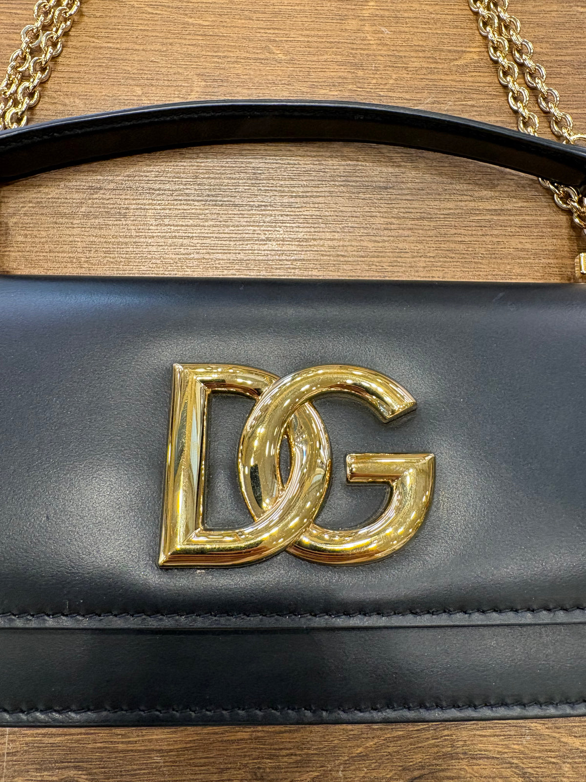 Dolce & Gabbana borsa 3.5 in pelle nera con catena . Nuova