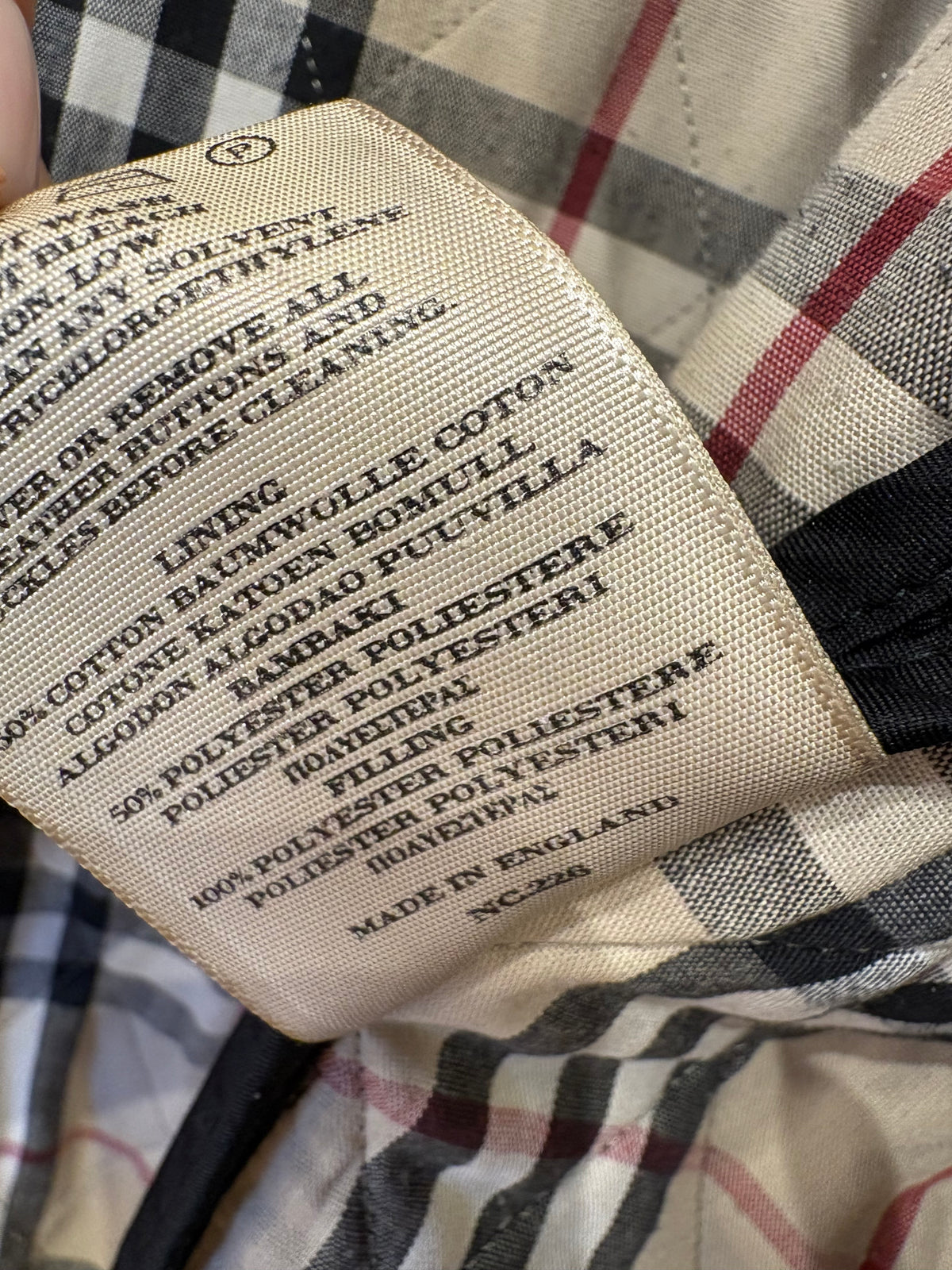 Burberry piumino mezzo peso tecnico imbottito interno check 46