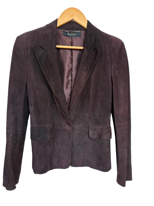 Gucci giacca in camoscio melanzana 38