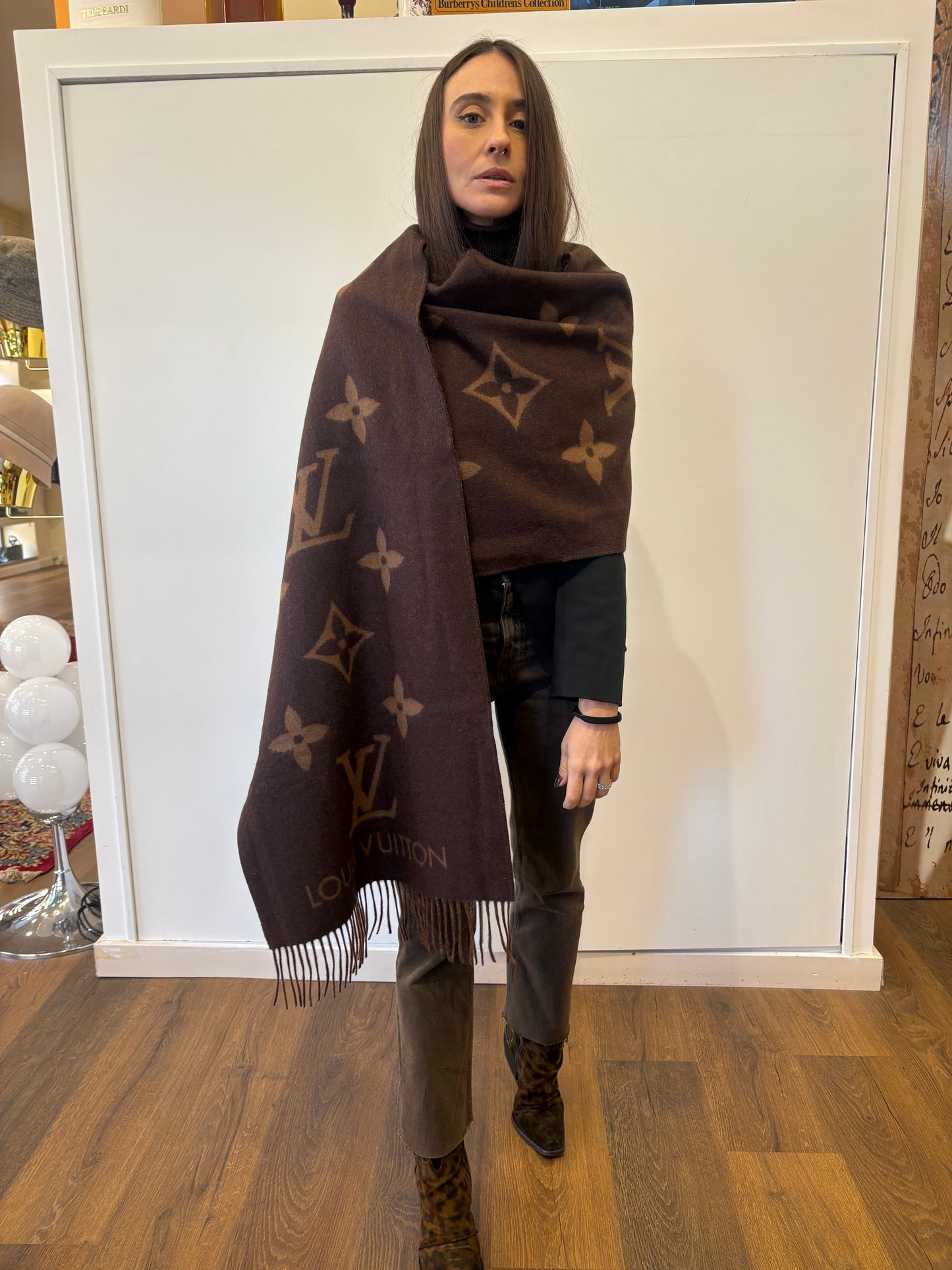 Louis Vuitton sciarpa grande Reykjavik motivo monogram Giant cashmere nuova
