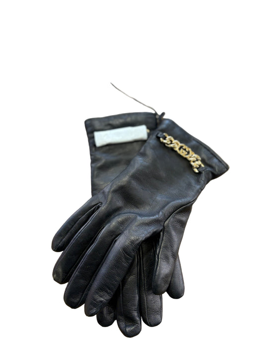 Gucci guanti in pelle di agnello e cashmere morsetto dorato