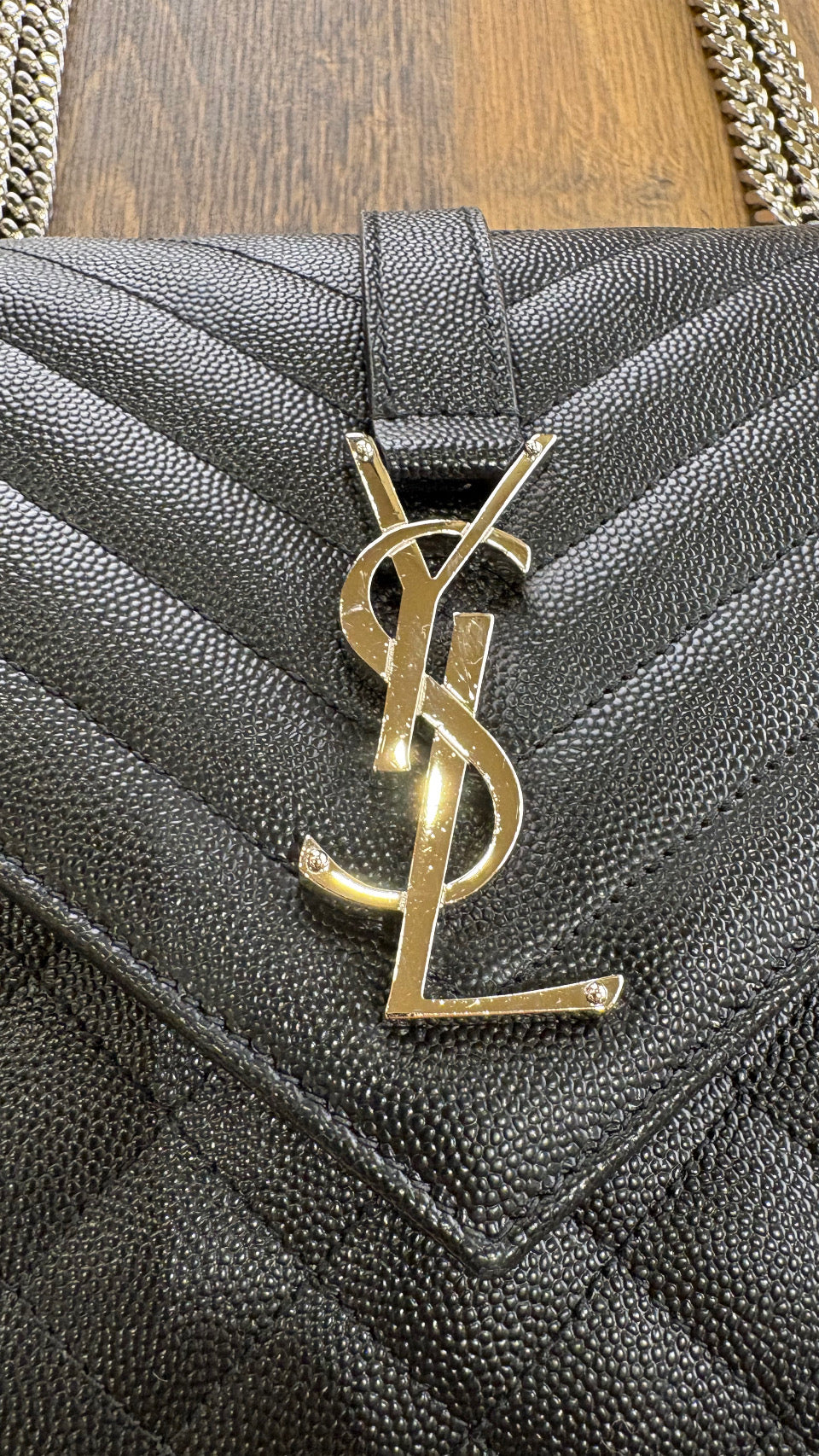 Ysl Envelope media nera metallo  silver