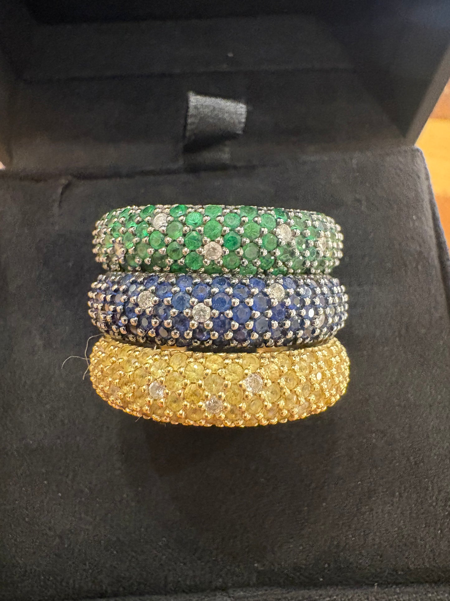 Anello Chimento Forever Star in Oro Giallo con Zaffiri Blu e Diamanti