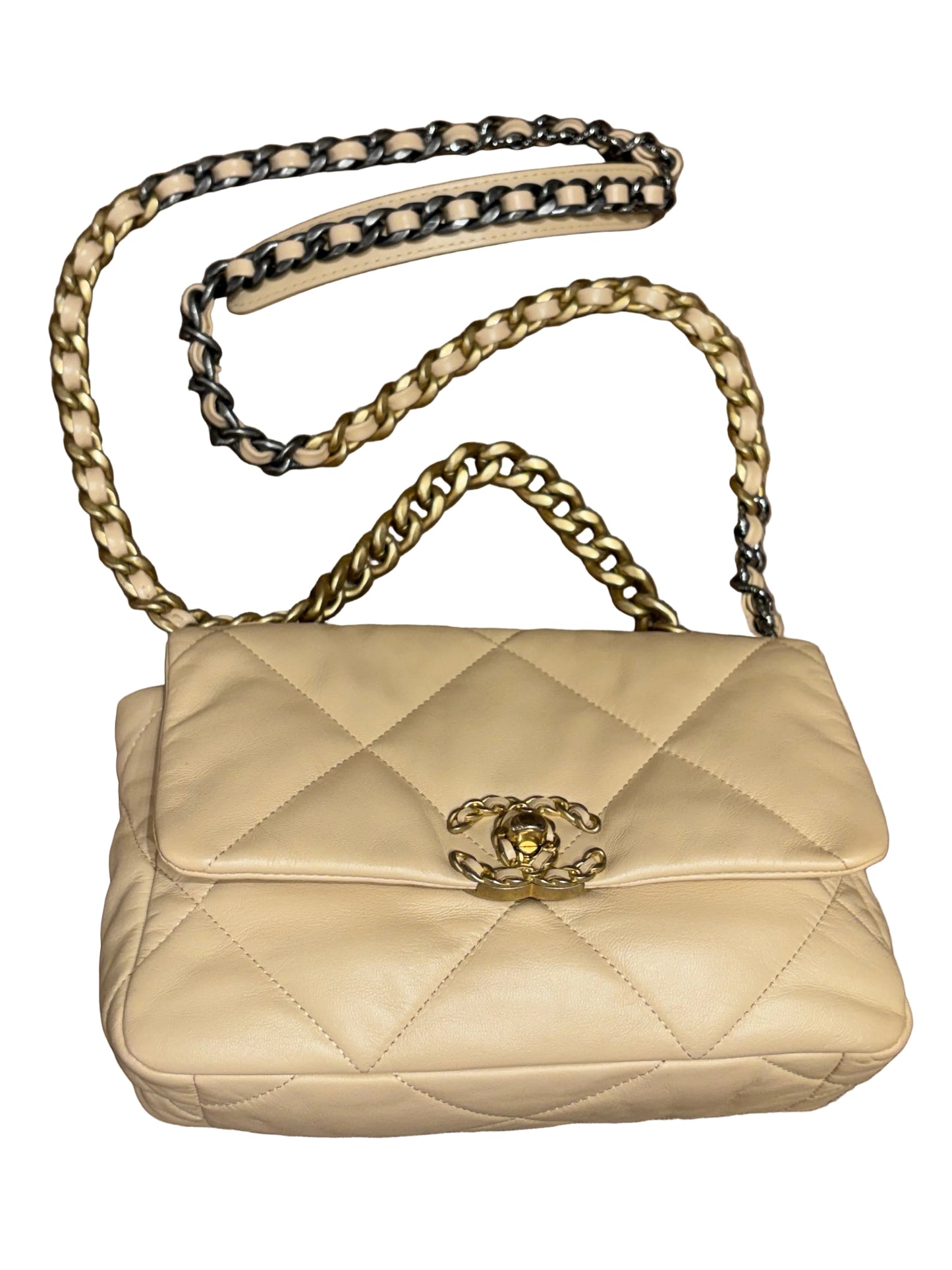 Borsa Chanel 19 Small – Pelle di Agnello Beige con Hardware Mixed Metal