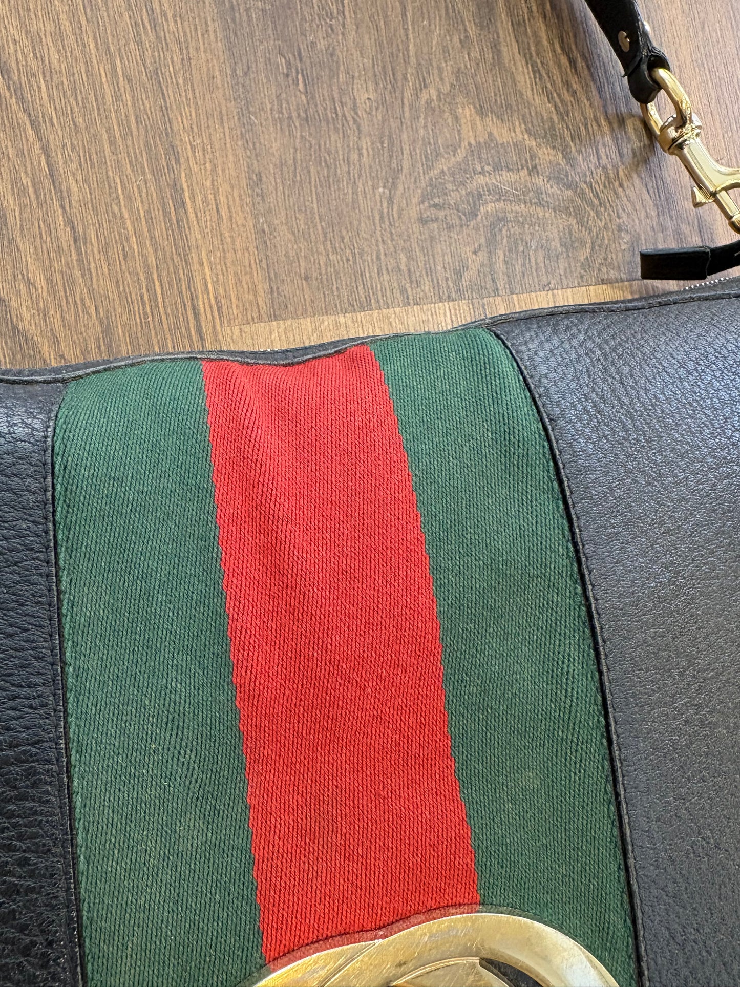 Gucci Borsa Hobo Gucci Vintage Blondie in Pelle Nera con Banda Web