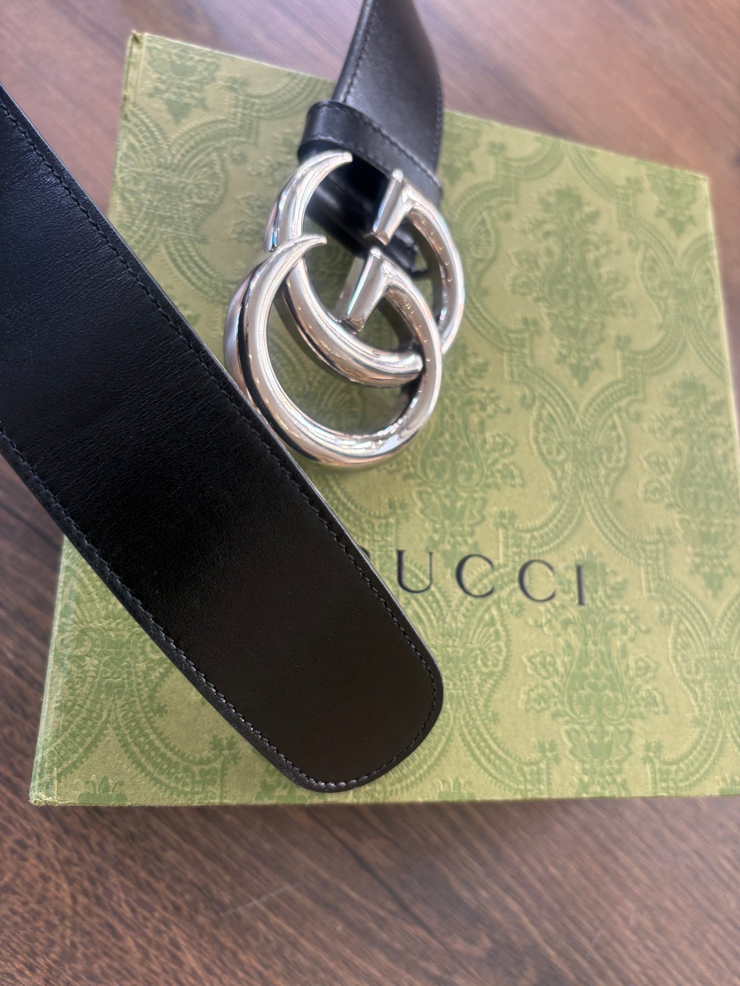 Gucci  Marmont cintura in pelle metallo silver 4cm