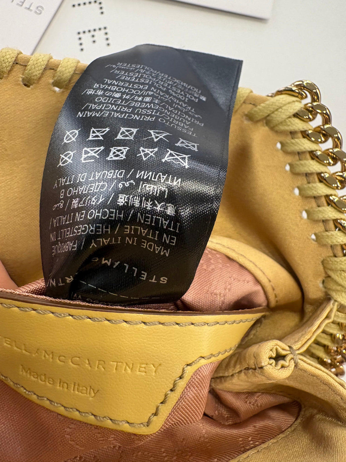 Stella McCartney Borsa Tote Falabella  Tiny in Rete di Cristalli Oro. Nuova