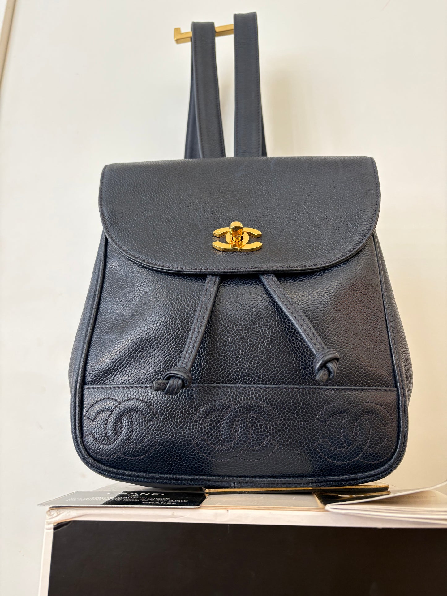 Chanel zaino in pelle blu