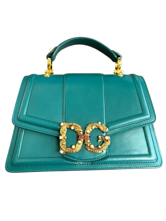 Dolce Gabbana borsa Amore small in vitello verde smeraldo