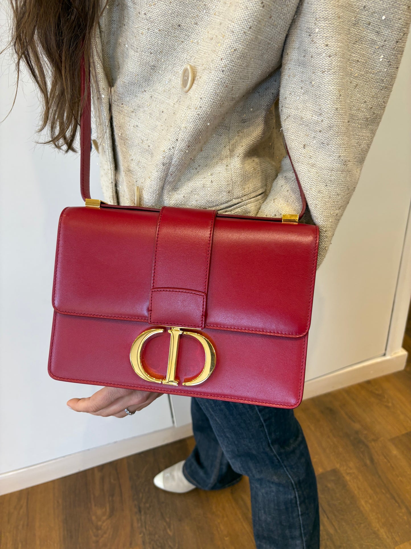 Dior borsa Montaigne30 in vitello rosso