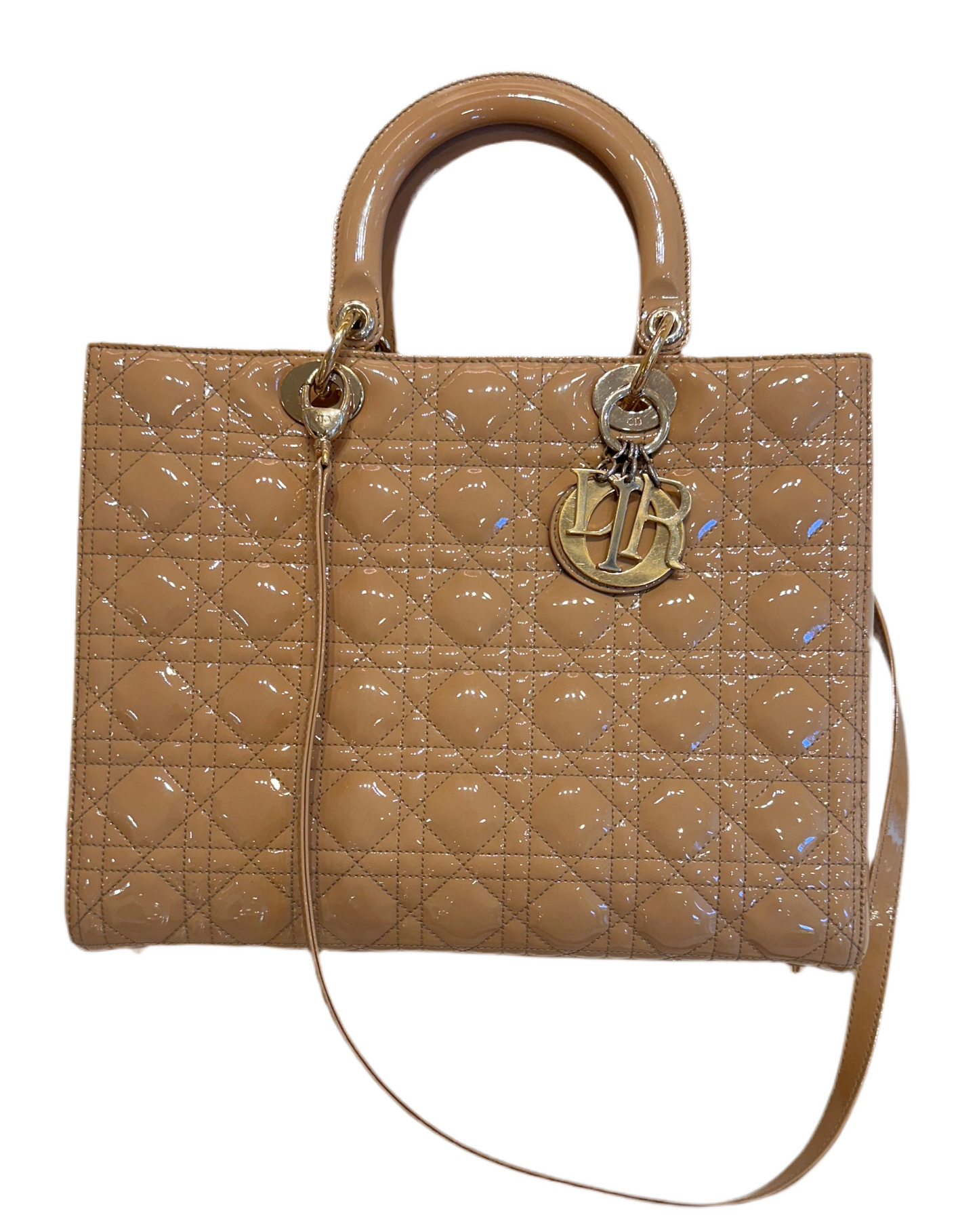 Lady Dior grande  pelle cannage lucido