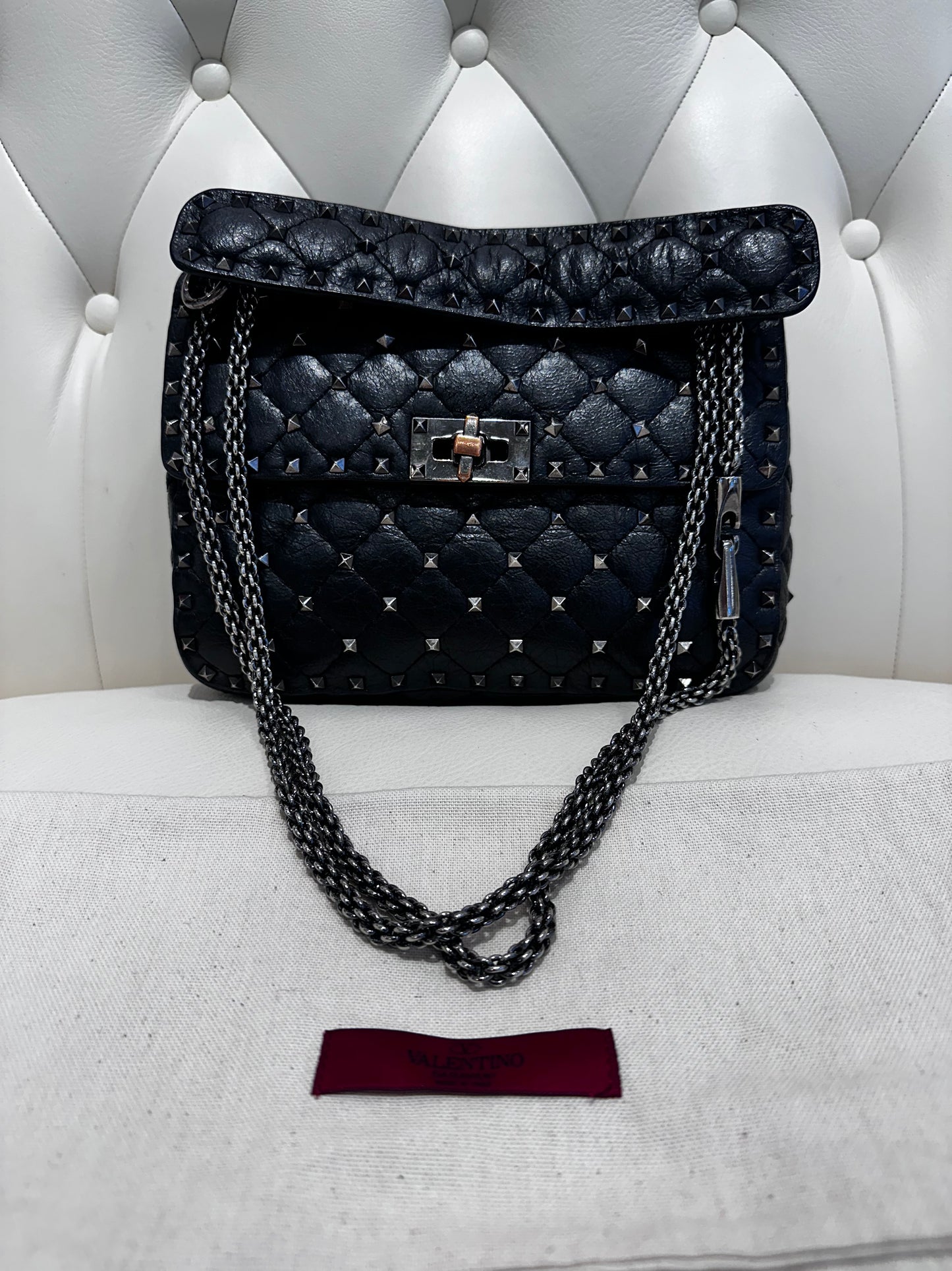 Valentino borsa media Rockstud Spike in nappa