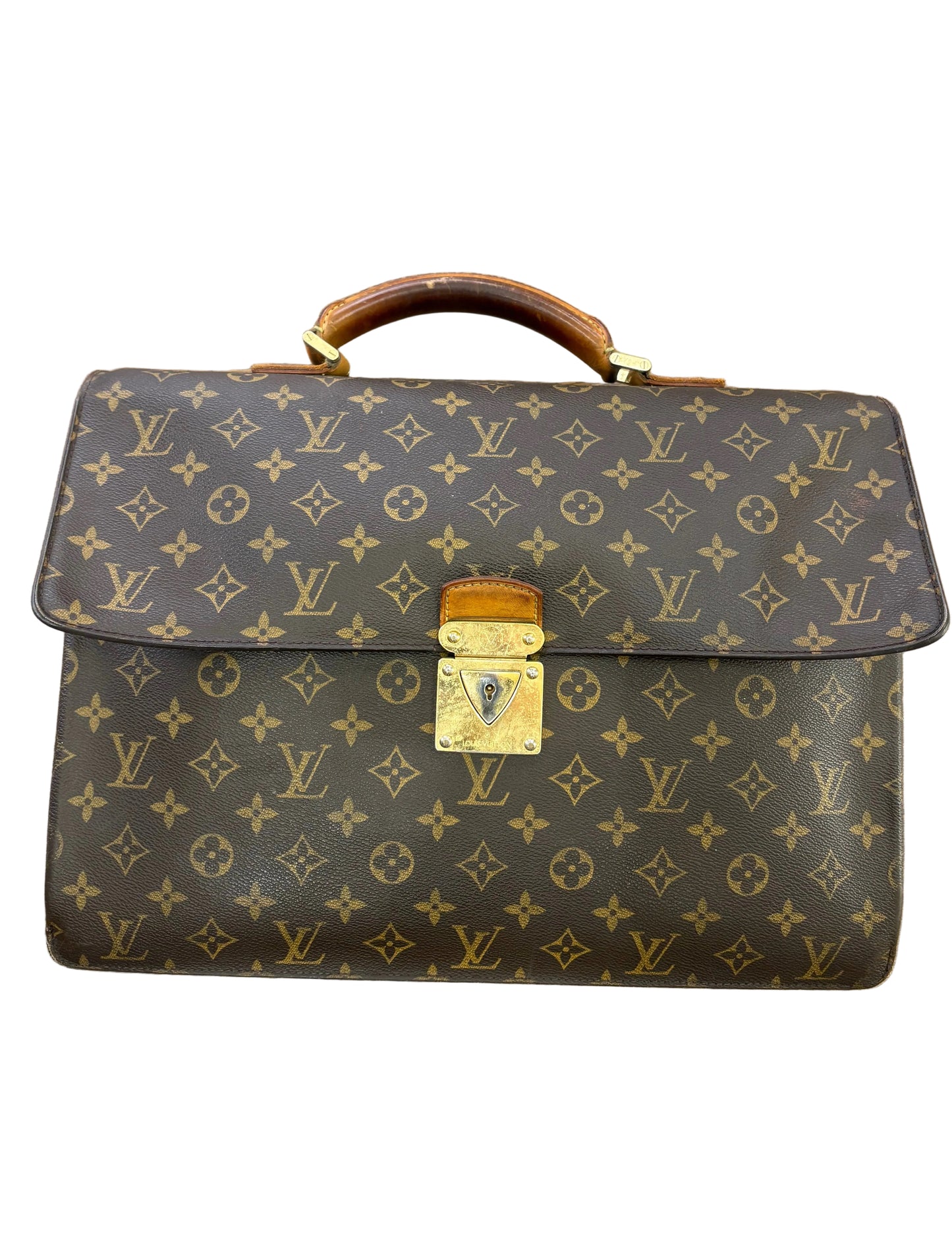 Louis Vuitton cartella Laguito vintage in tela Monogram con manico e finiture in pelle naturale