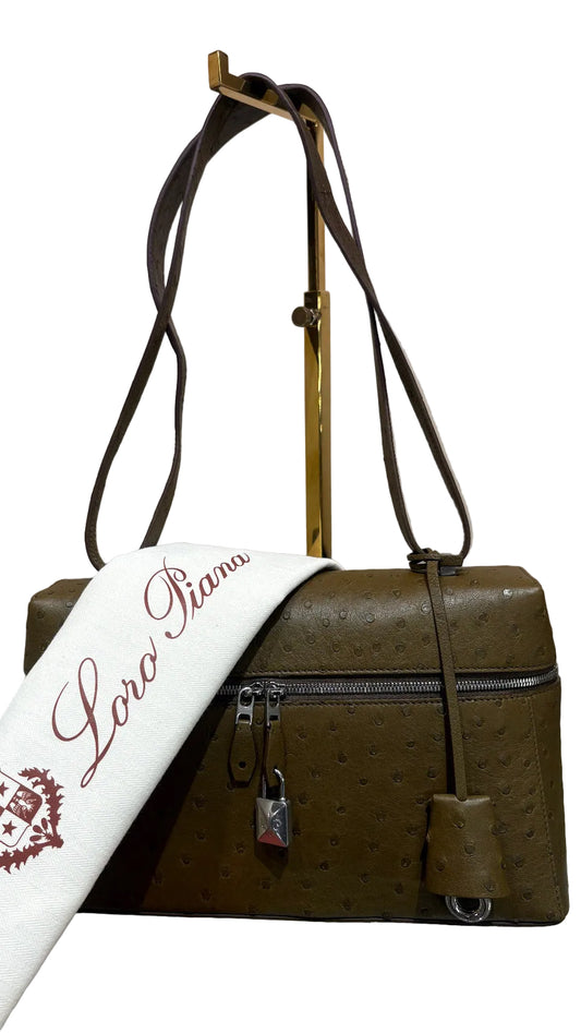 Loro Piana Extra Bag L27 in Pelle di Struzzo. Nuova