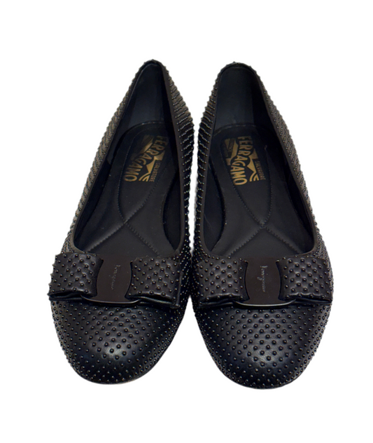 Salvatore Ferragamo ballerine micro borchie pelle 36