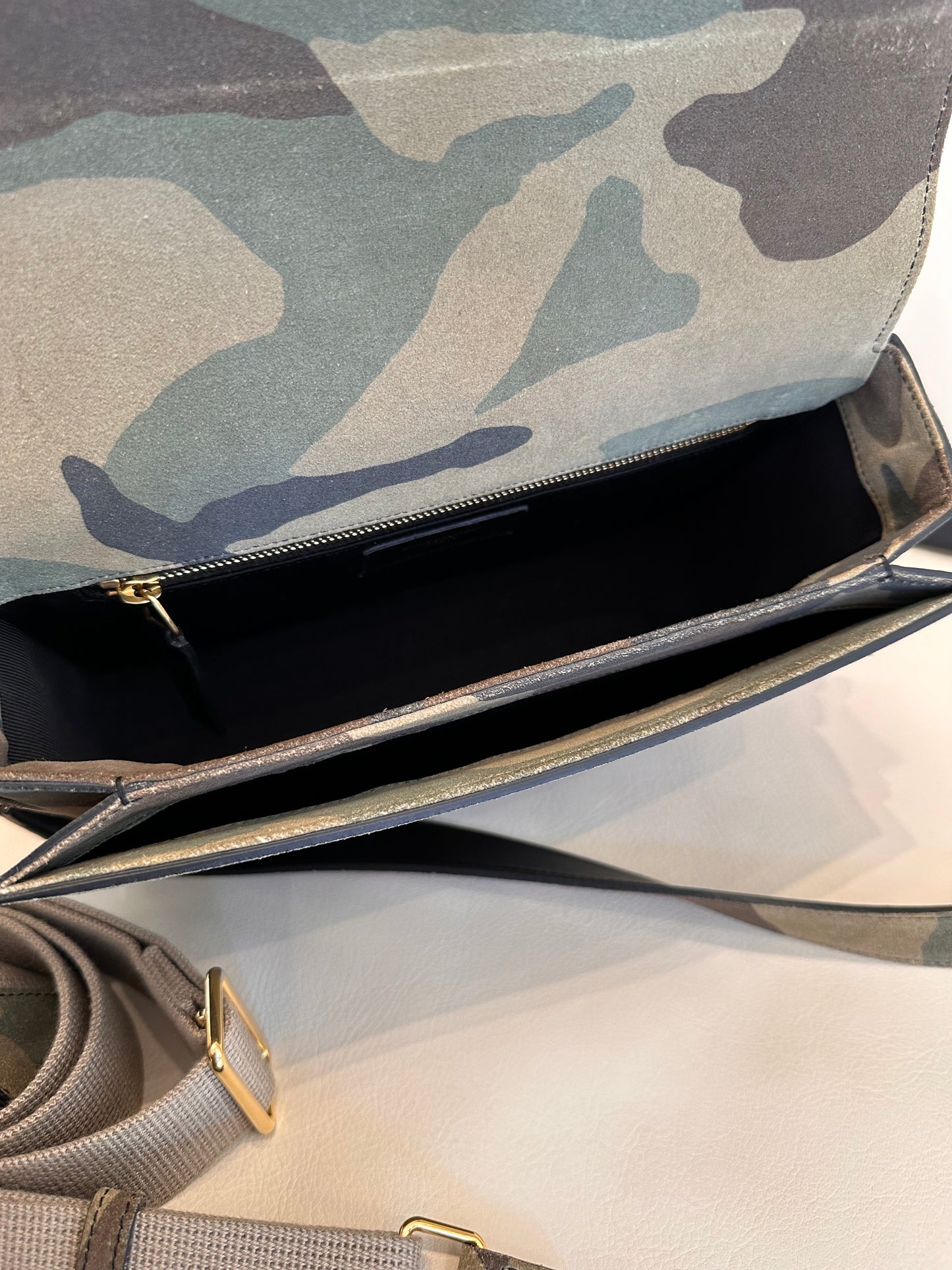 Ysl borsa Universite’ in camoscio camouflage