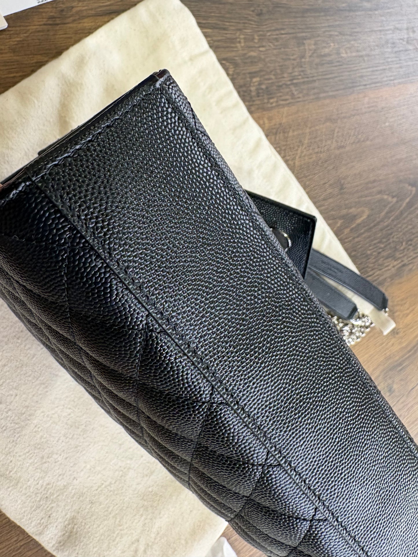 Ysl Envelope media nera metallo  silver