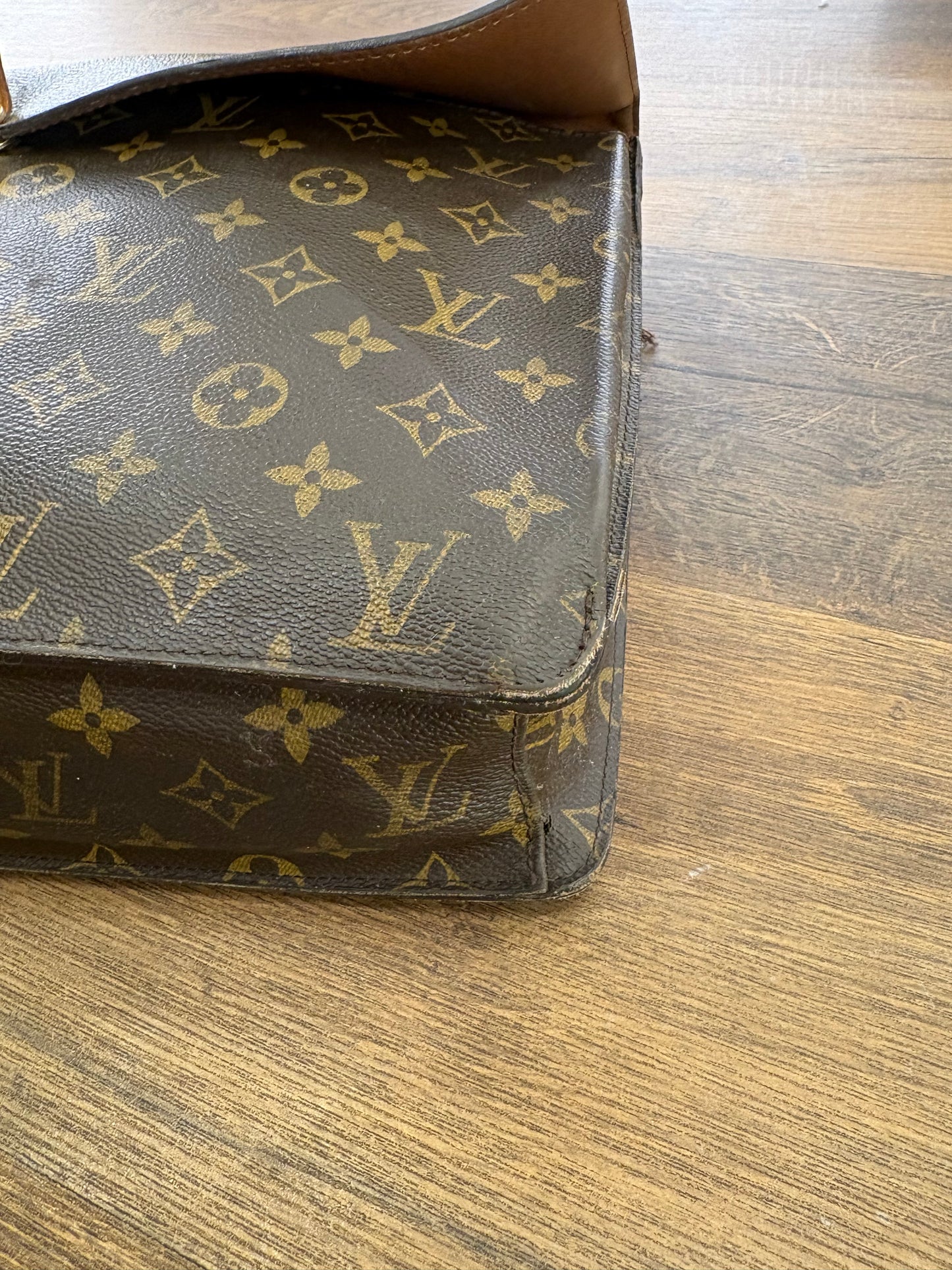 Louis Vuitton cartella Laguito vintage in tela Monogram con manico e finiture in pelle naturale