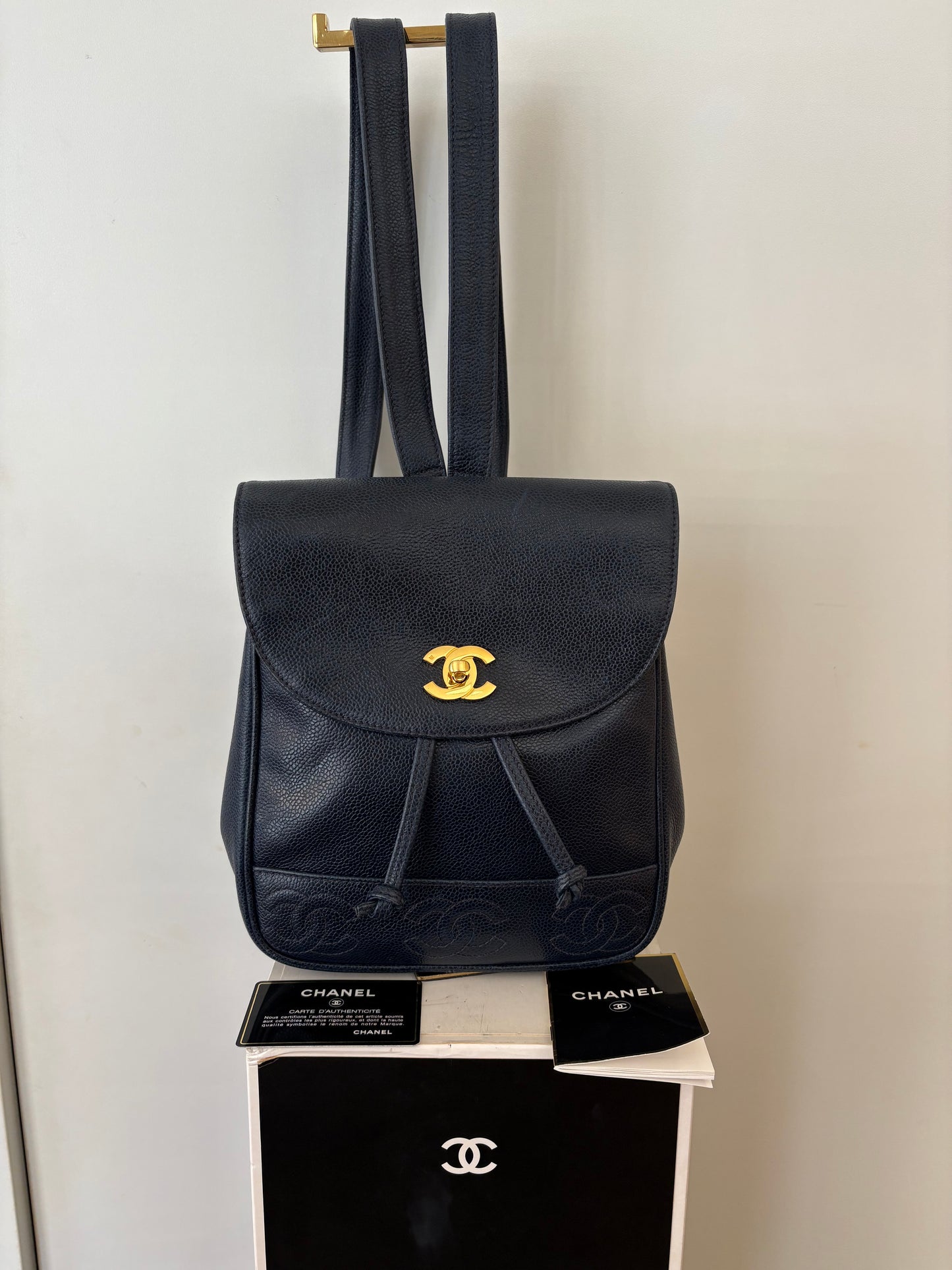 Chanel zaino in pelle blu