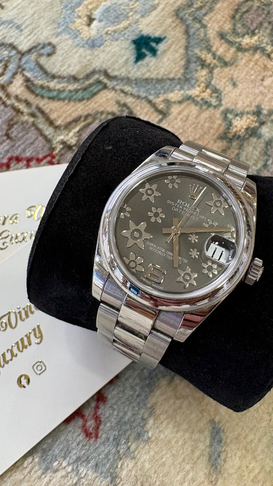 Rolex Datejust 31 con quadrante Floral Dark Rhodium