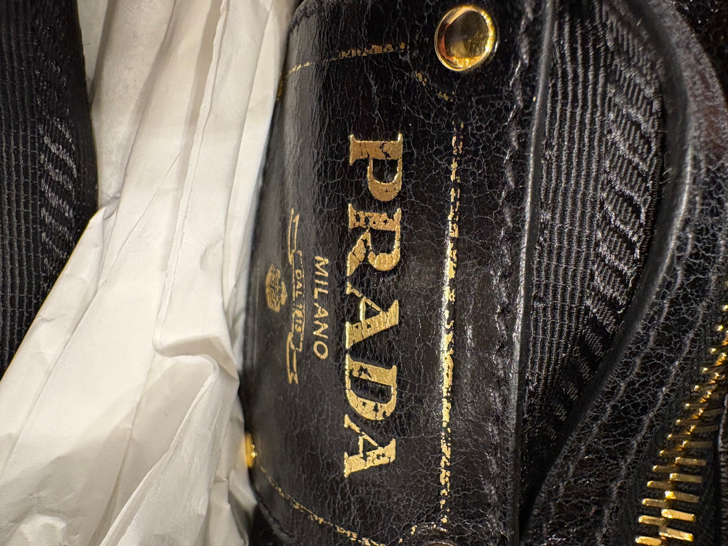Prada borsa a mano in vitello shine con tracolla