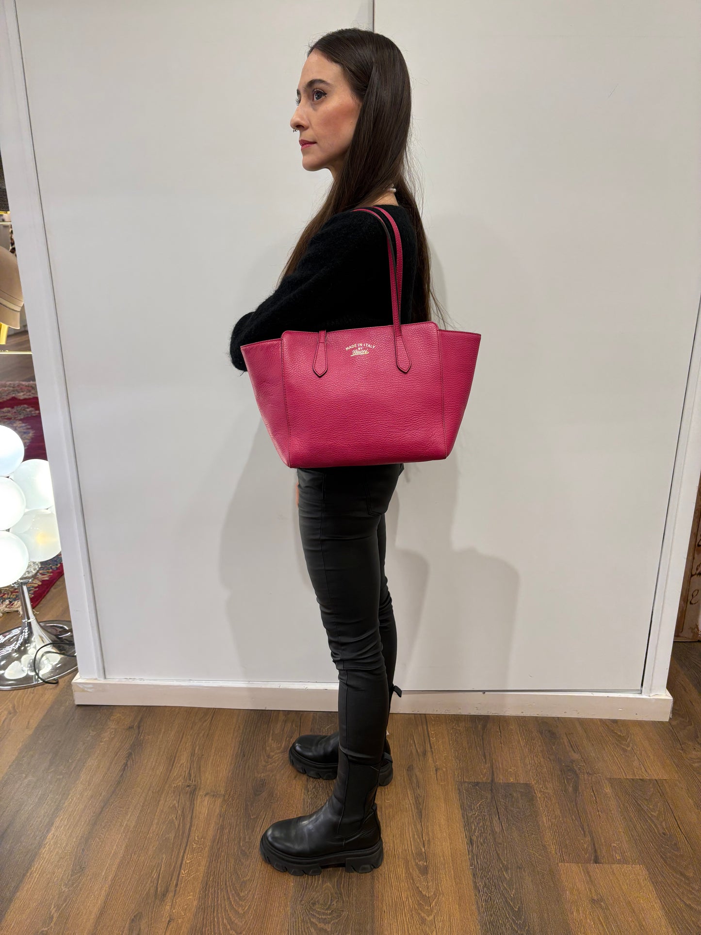 Gucci Swing  Tote bag in pelle fucsia