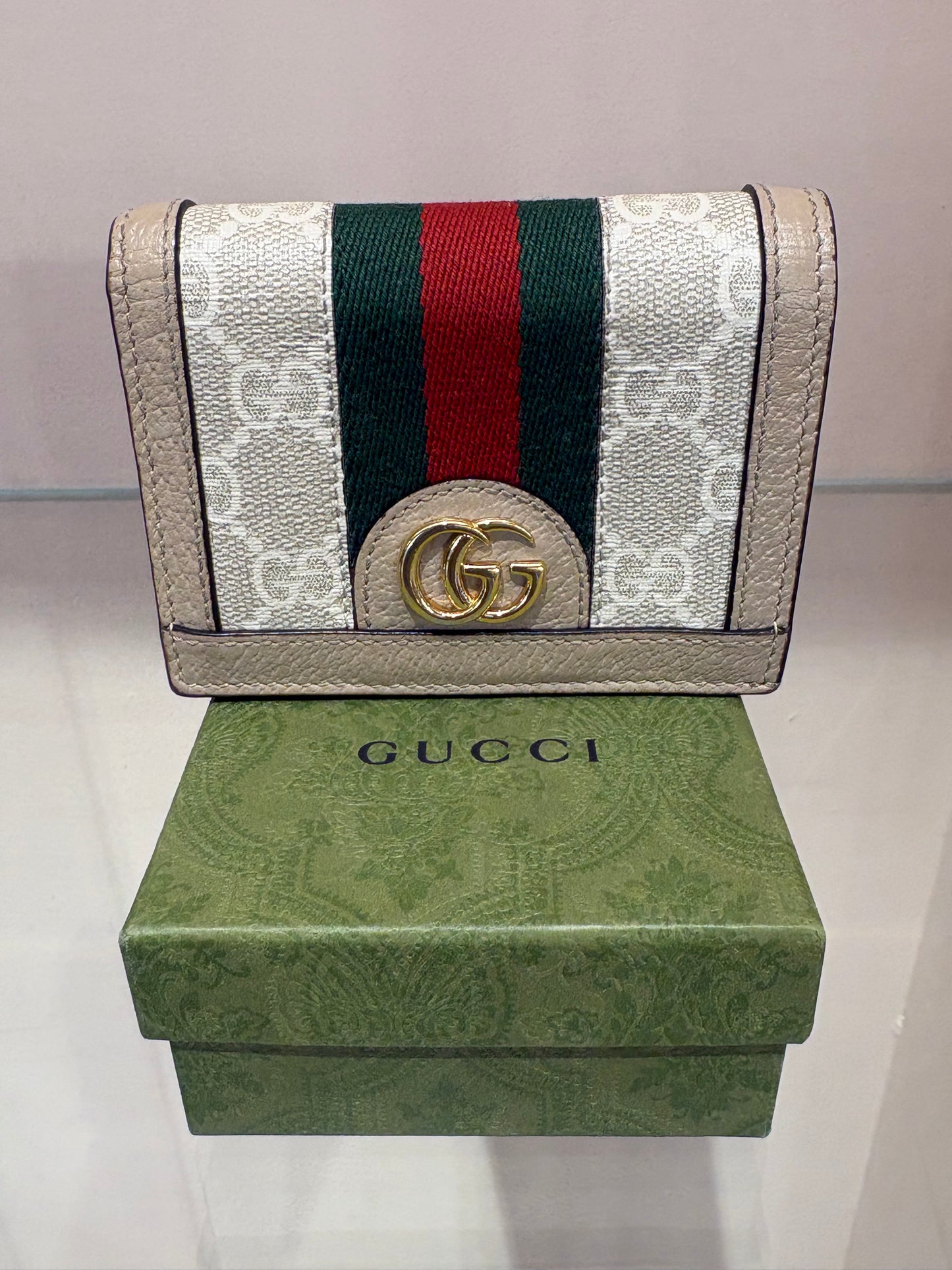 Gucci Portafoglio Ophidia Small GG con finiture in pelle. Nuovo