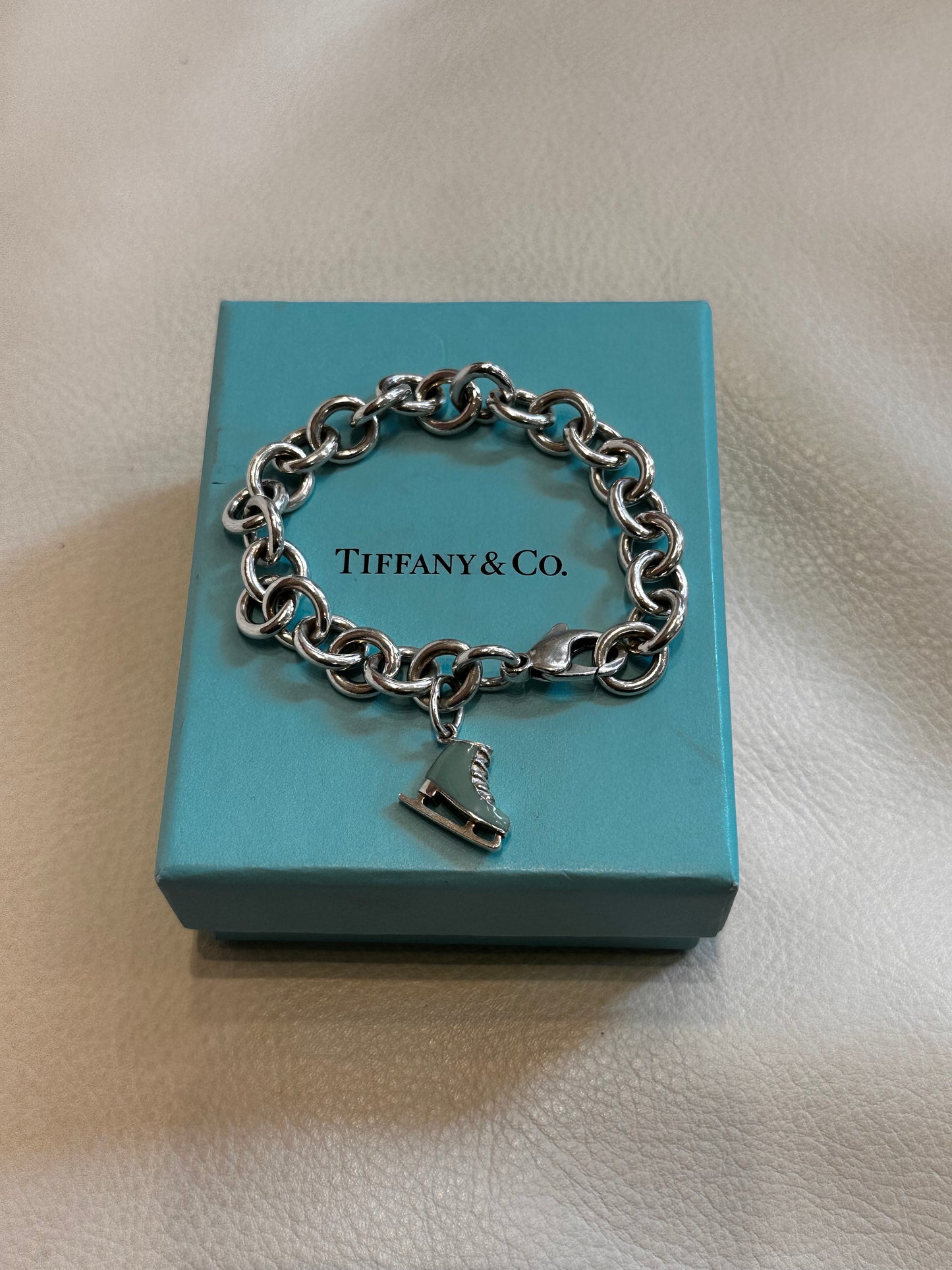 Tiffany  bracciale in argento e blu Enamel  ice skate charm