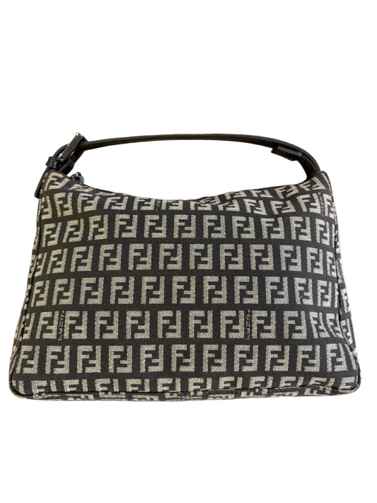 Fendi Zucchino Canvas Pochette vintage manico in pelle