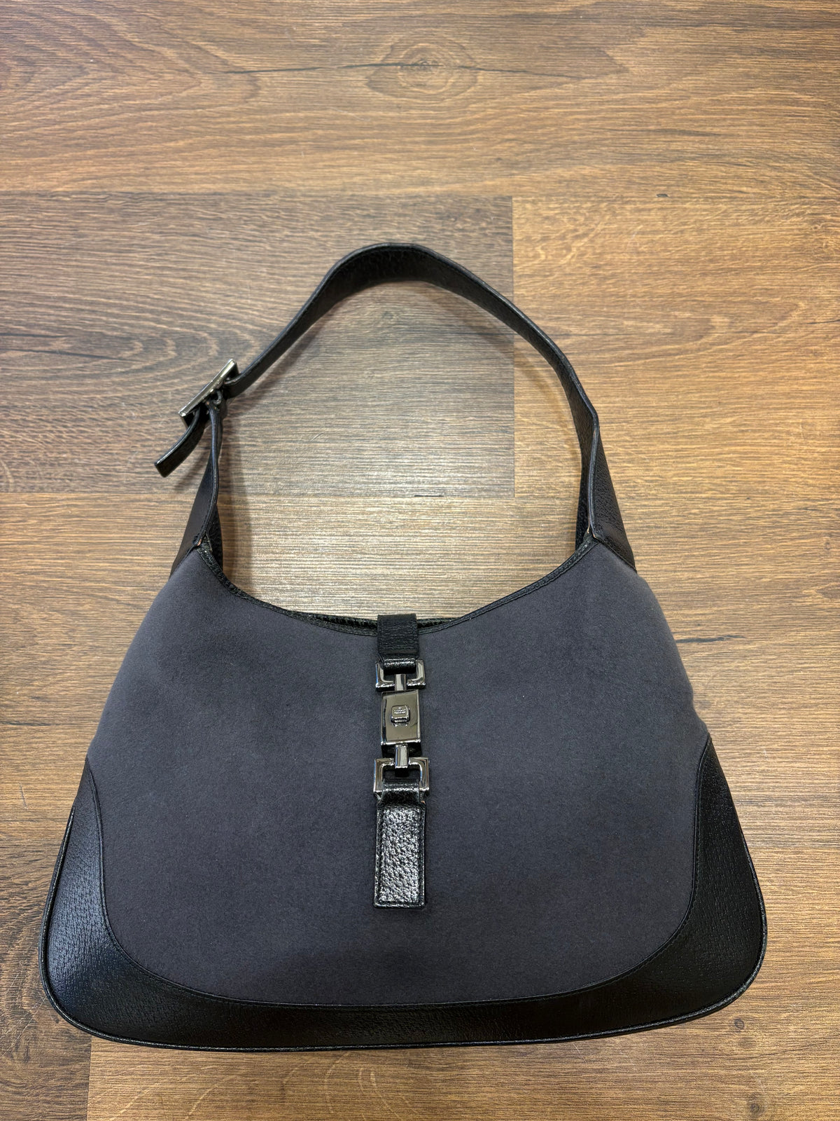 Gucci Jackie ( Tom Ford ) 1999 velluto antracite e pelle nera
