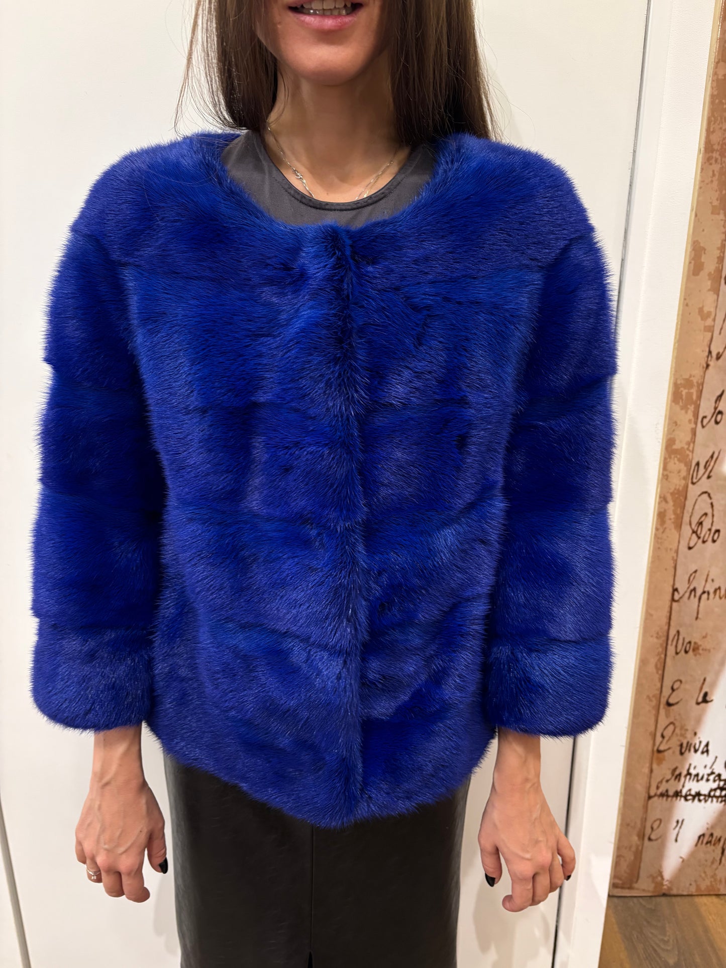 Giacca visone bluette intenso 38 ita