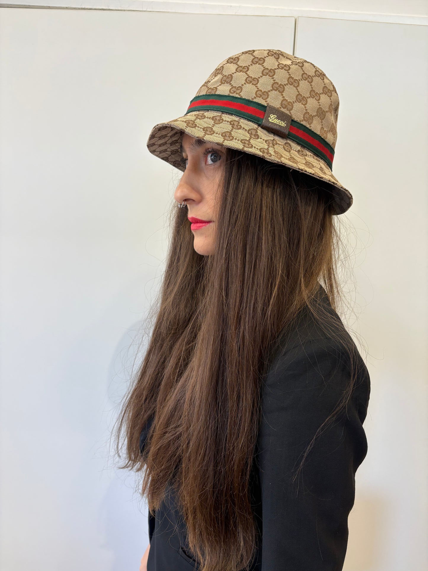 Gucci cappello in tela GG con fascia web