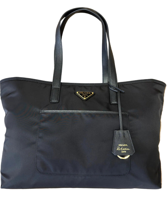 Prada Re-Edition 1978 shopping  bag nylon e pelle large nuova