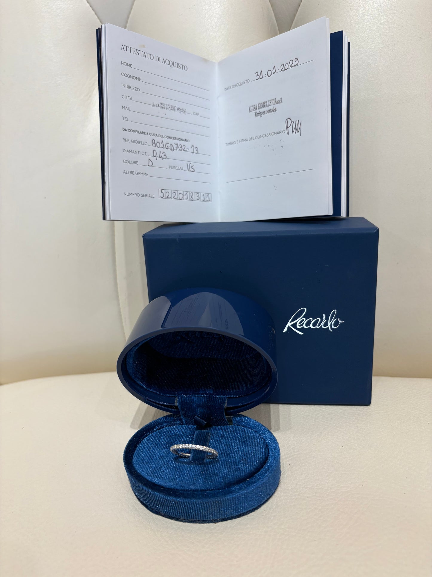 Recarlo anello in oro bianco con diamanti mis13