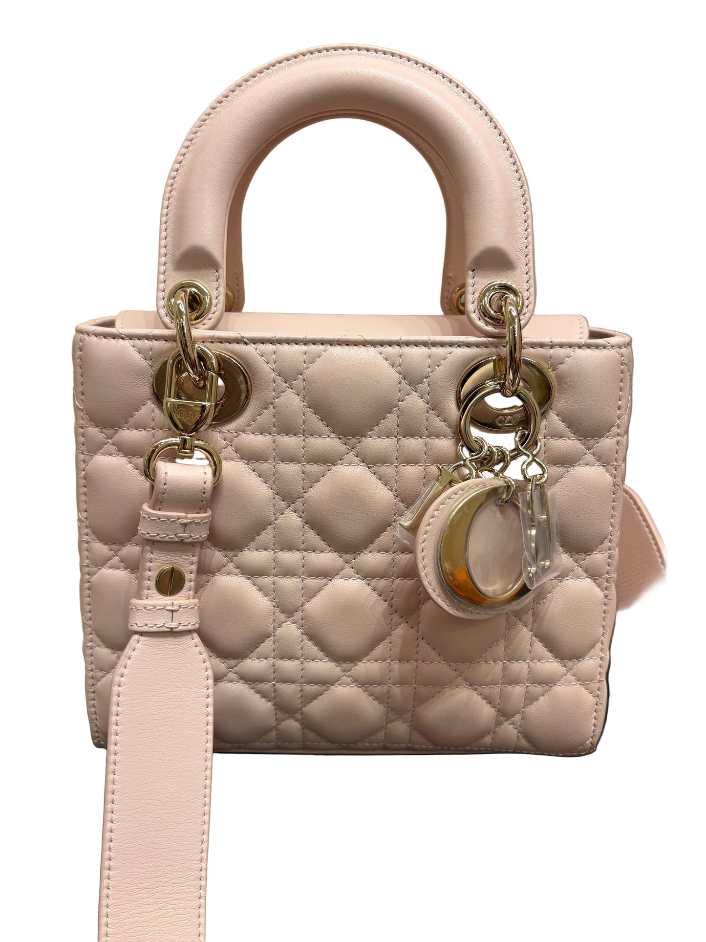 Dior Lady small in pelle cannage rosa hw gold