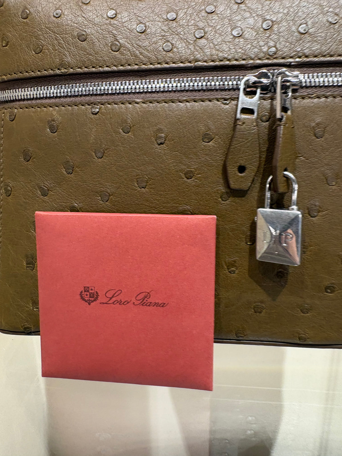 Loro Piana Extra Bag L27 in Pelle di Struzzo. Nuova