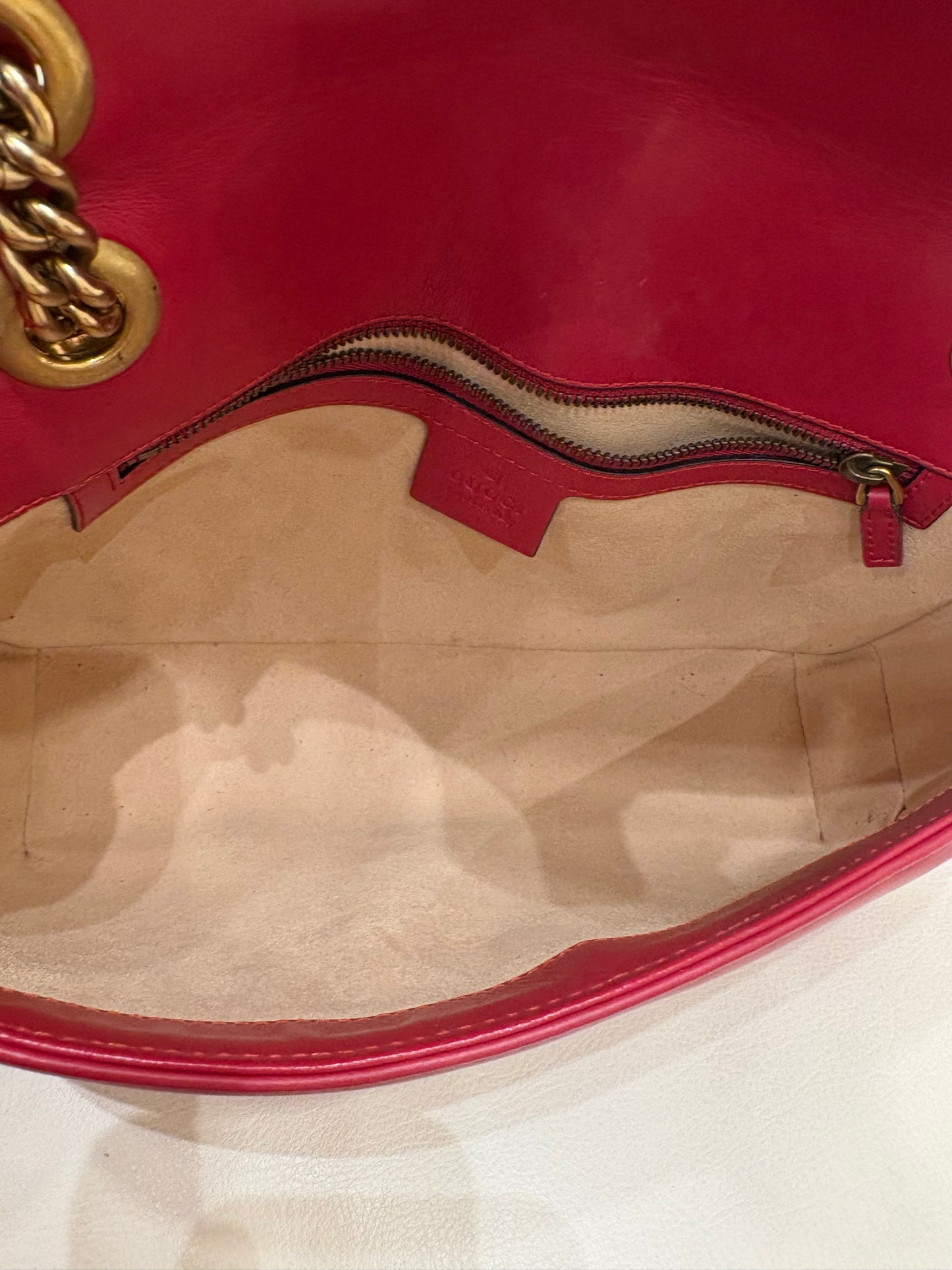 Gucci borsa a spalla GG Marmont pelle rossa