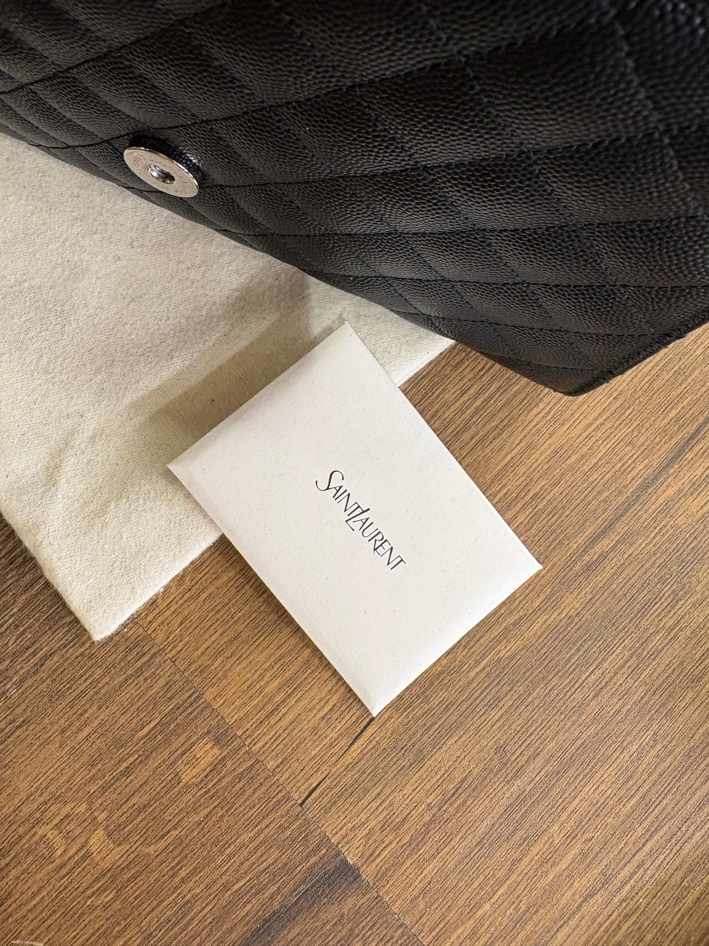 Ysl Envelope media nera metallo  silver