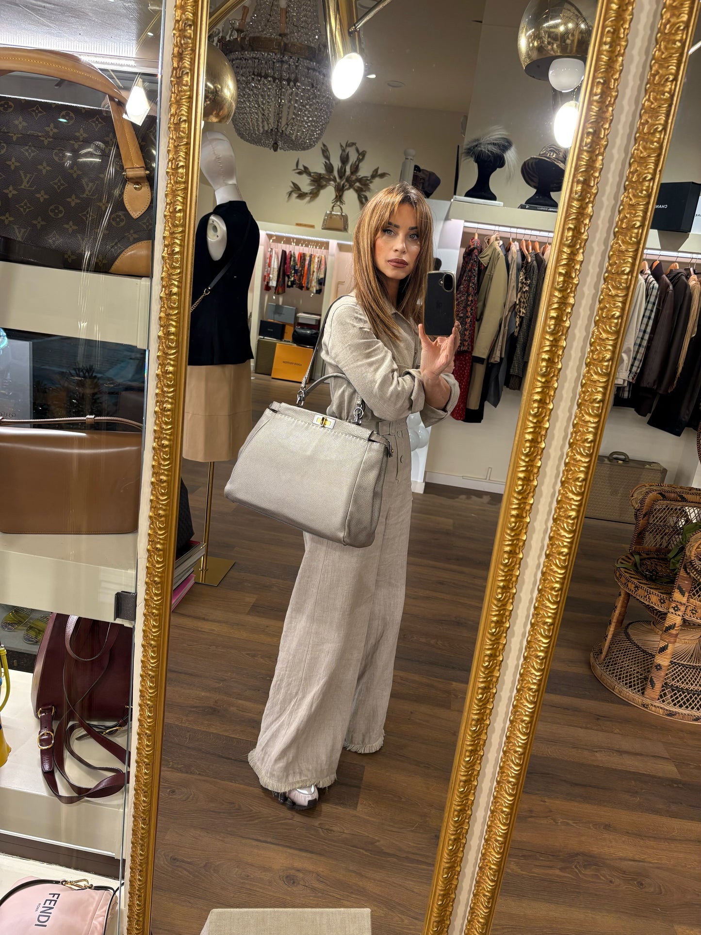 Fendi Peekaboo Selleria grigio / tortora