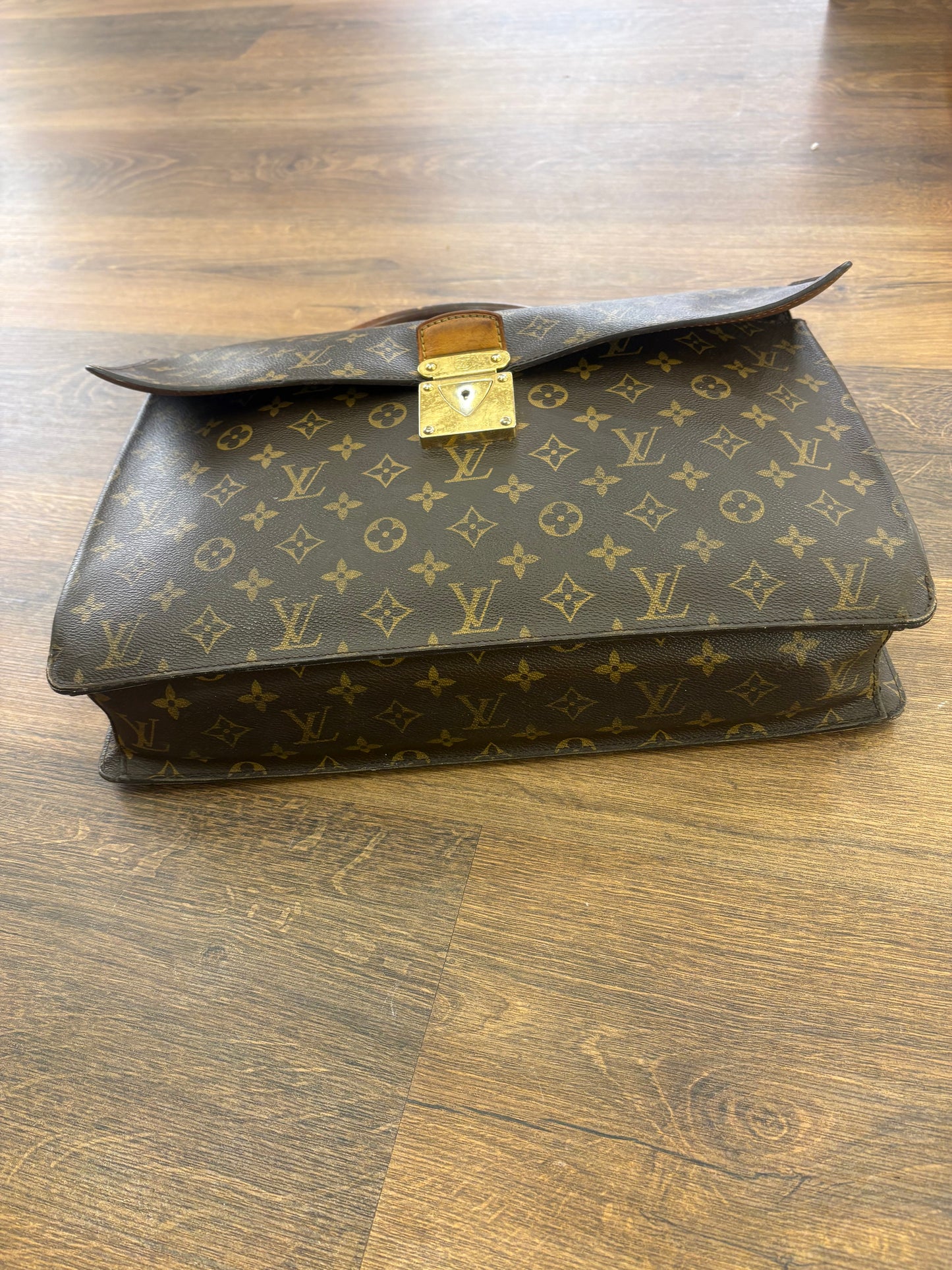 Louis Vuitton cartella Laguito vintage in tela Monogram con manico e finiture in pelle naturale