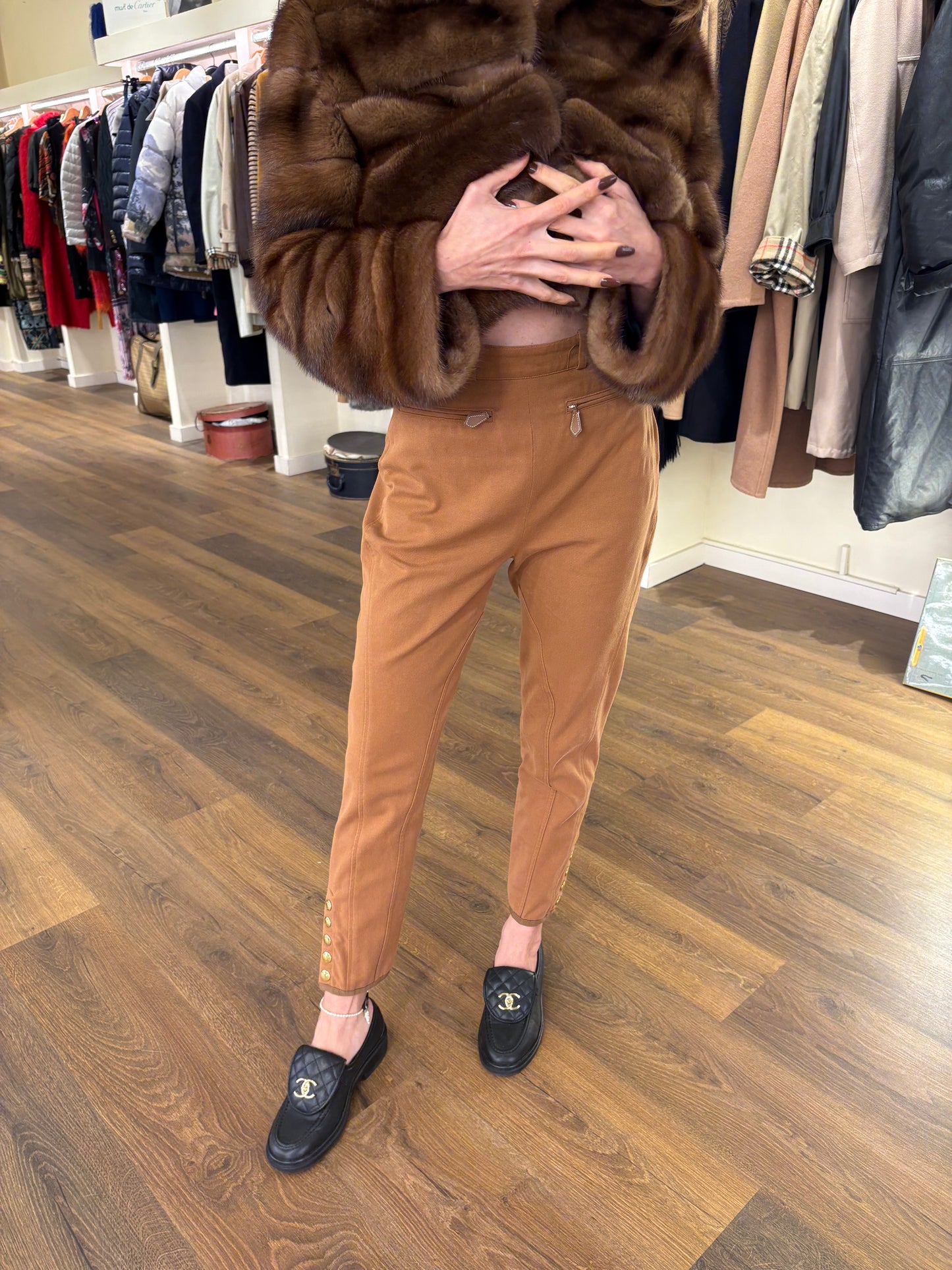 Hermès pantaloni cavallerizza cotone biscotto