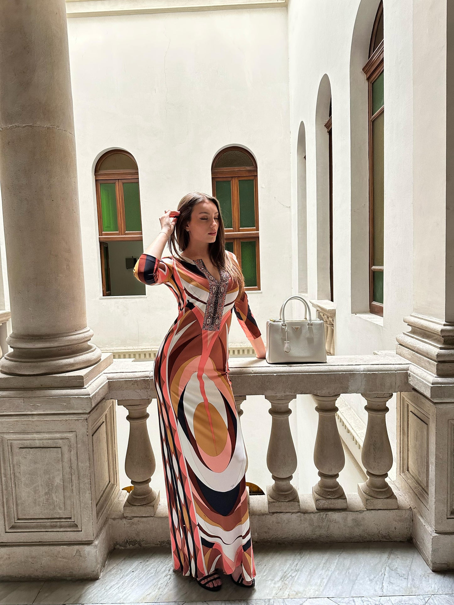 Emilio Pucci abito lungo con ricamo