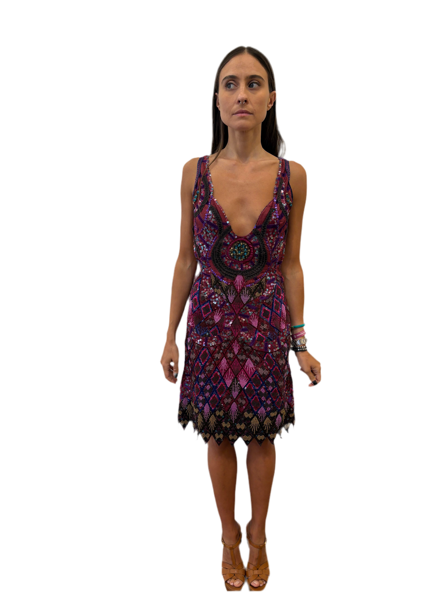 Costume National abito paillettes schiena nuda