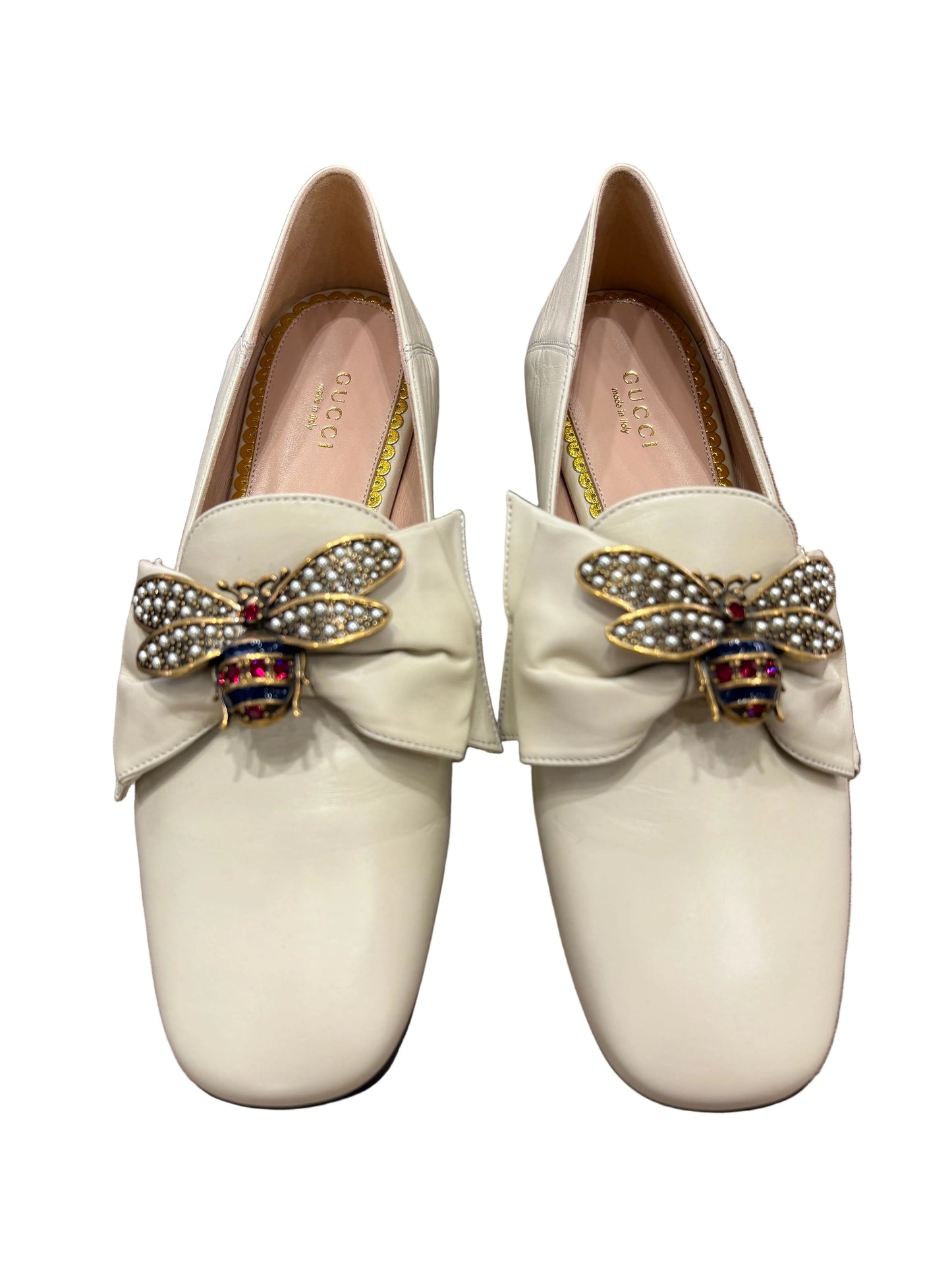 Gucci Mocassini Queen Margaret in Pelle con Ape Gioiello