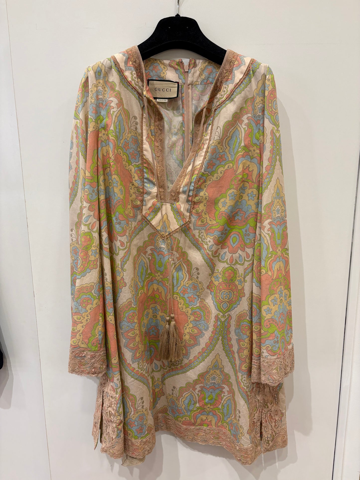 Gucci Kaftano in cotone stampato maniche ampie