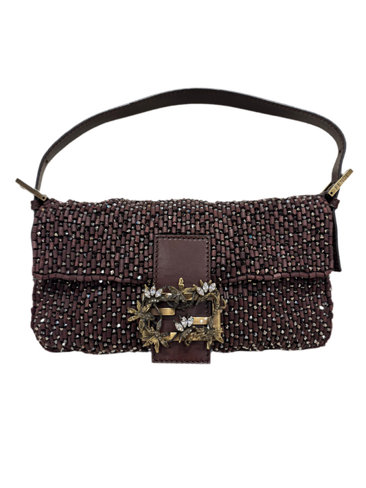 Fendi baguette perline taglio diamante moro